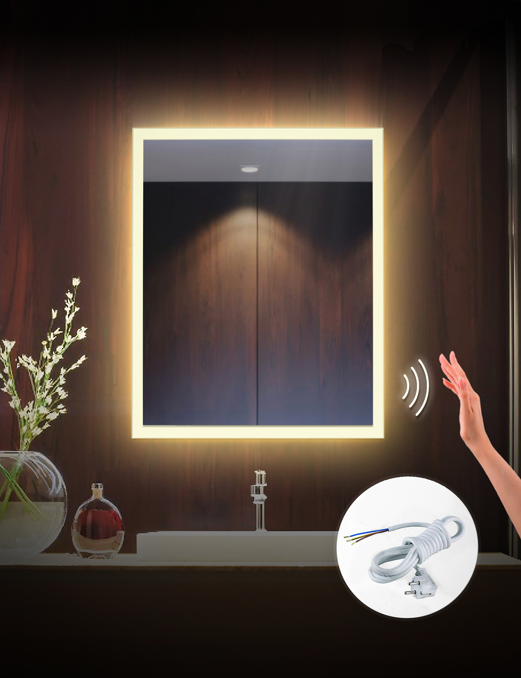 Изображение товара Зеркало для ванной Alfa Mirrors Niko-56 с подсветкой 50x60 см Датчик