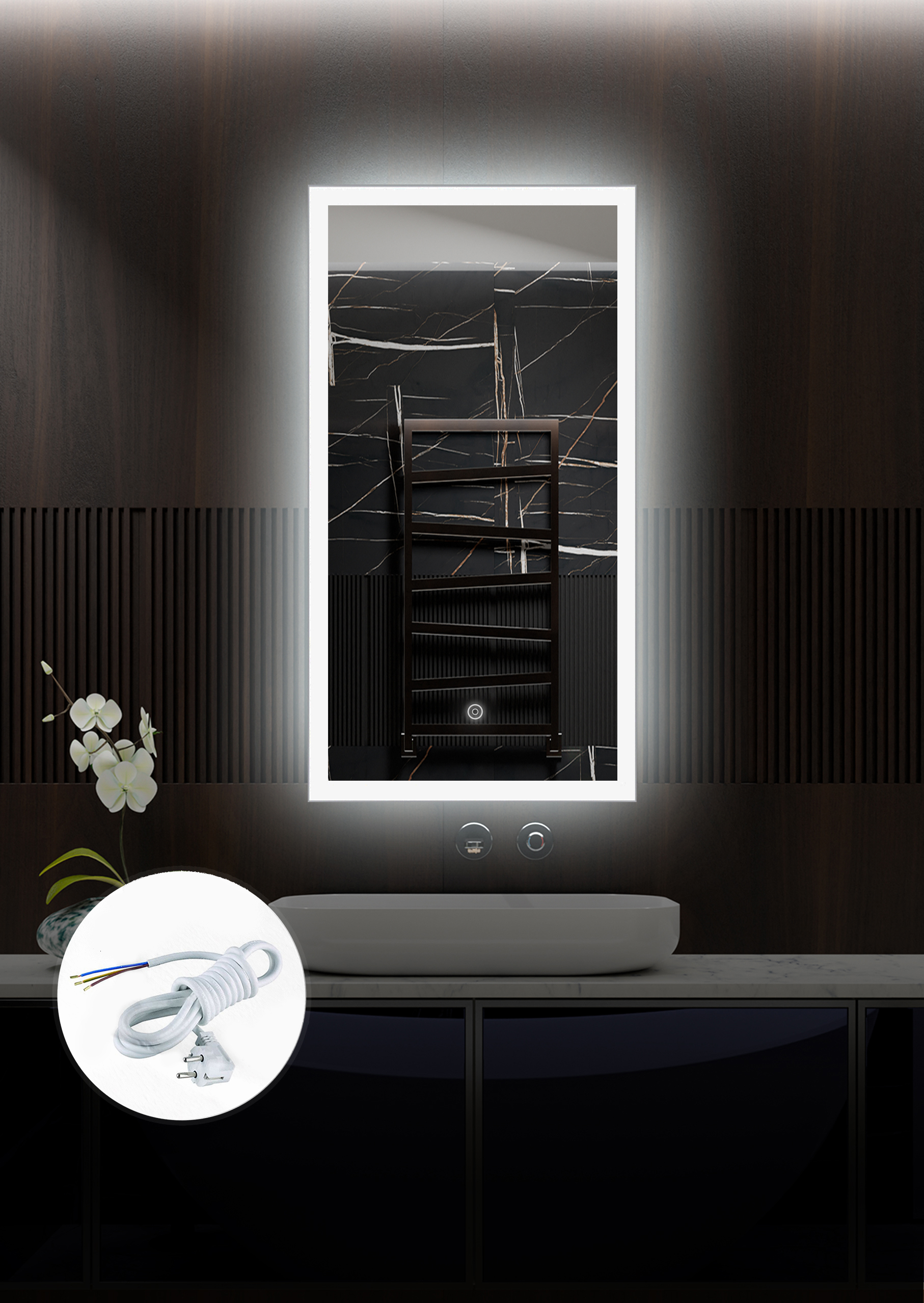 Изображение товара Зеркало для ванной Alfa mirrors Niko-459 с подсветкой 40x90 см