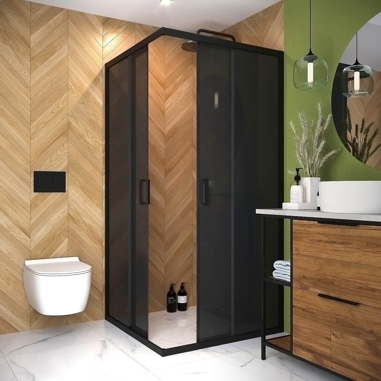 Изображение товара Душевой уголок Domani Spa Cube V110 DS04CbV110L0T00 Gt Black MP 100х100х190 см