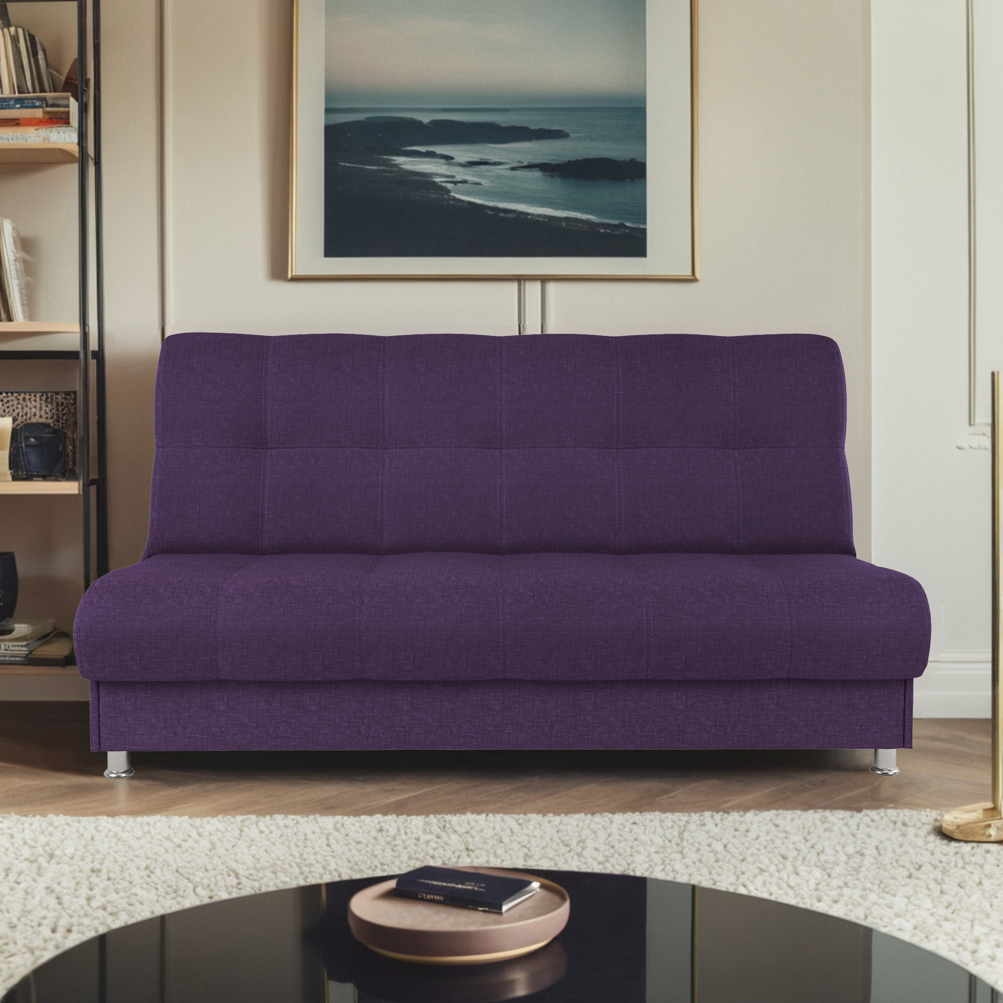 Изображение товара Диван Шарм-Дизайн БП 104210725 198x91x90 см рогожка цвет фиолетовый