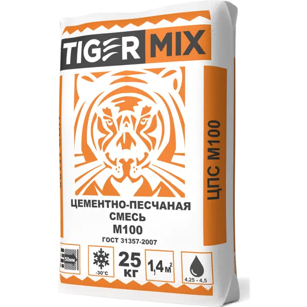 Смесь цементно-песчаная М100 (ЦПС) Tigermix 25 кг