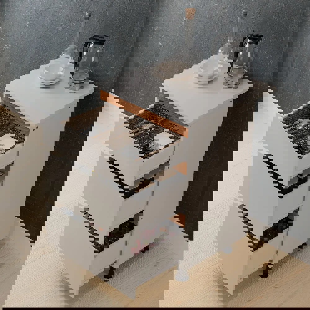 Изображение товара Напольный шкаф Валенсия со столешницей 3 выдвижных ящика 60x85x60 см фасад белый ЛДСП каркас белый ЛДСП Dipriz