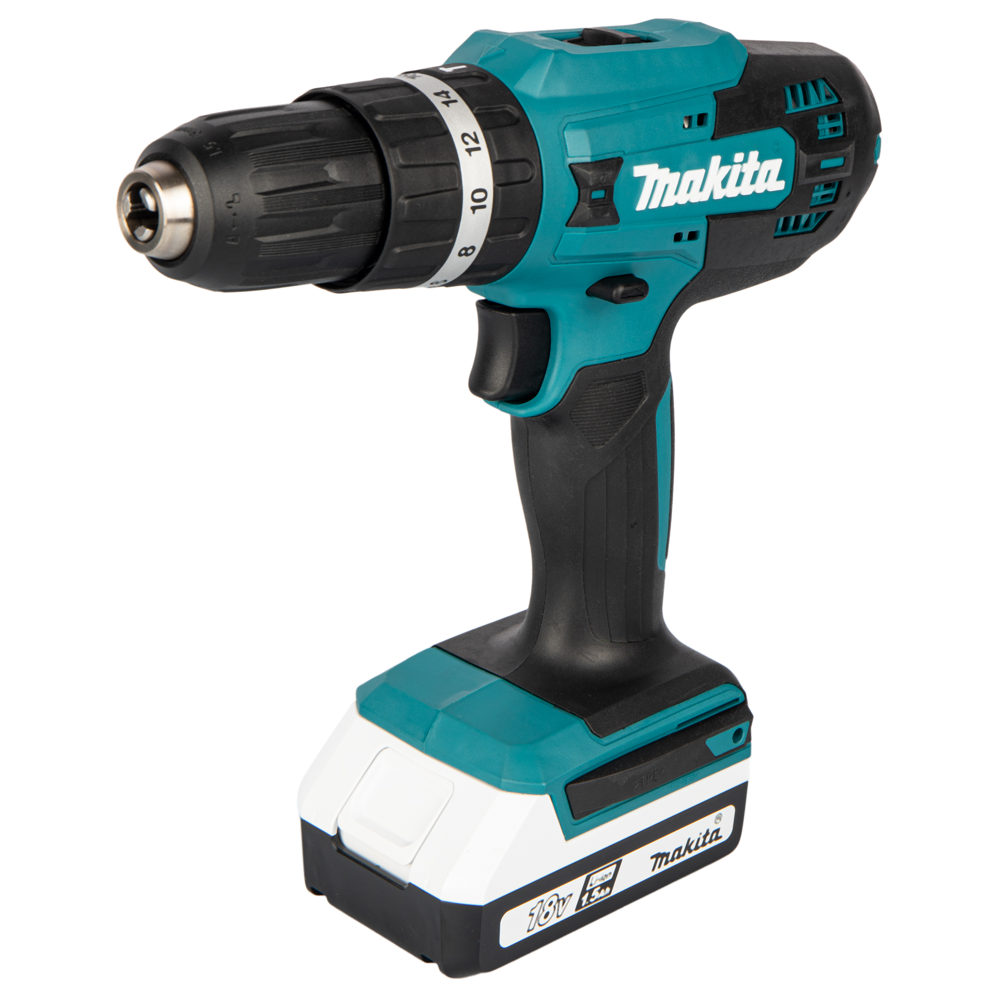 Изображение товара Дрель-шуруповерт аккумуляторная ударная Makita HP488D002, 18 В Li-ion 2x1.5 Ач