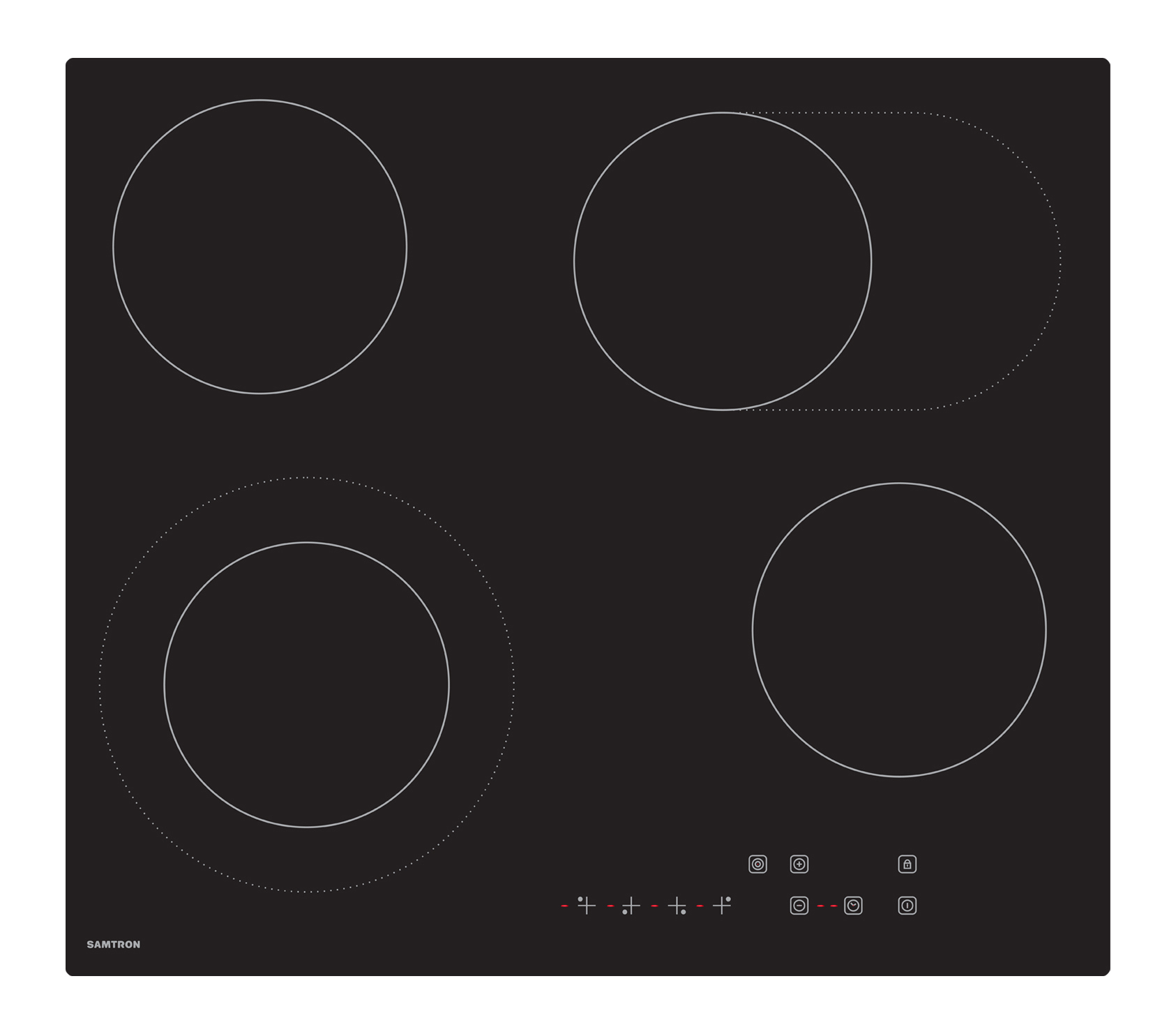 Изображение товара Электрическая варочная панель Samtron AC-640bg 4 конфорки стеклокерамика