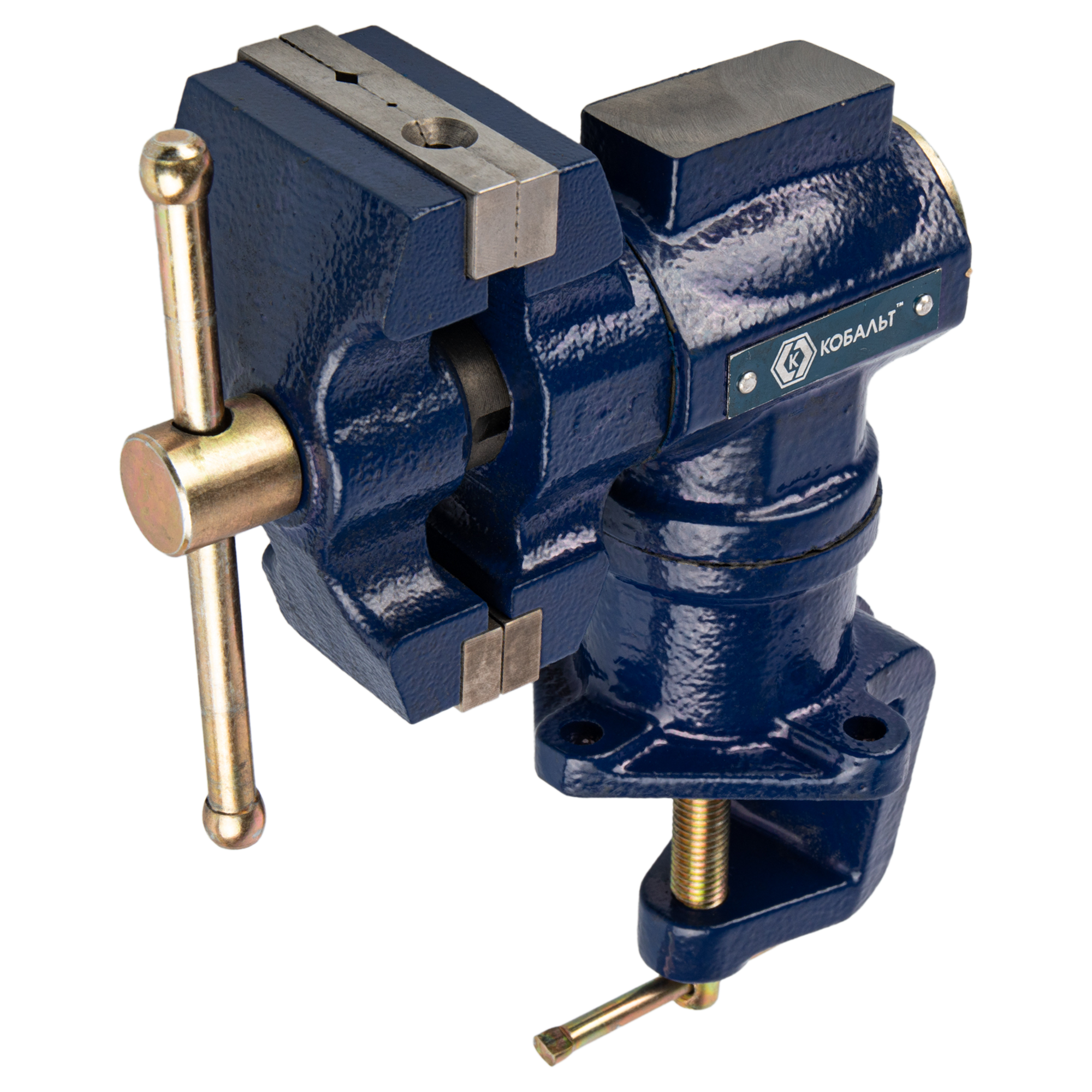 Изображение товара Слесарные настольные тиски Кобальт 910-010 с поворотным механизмом