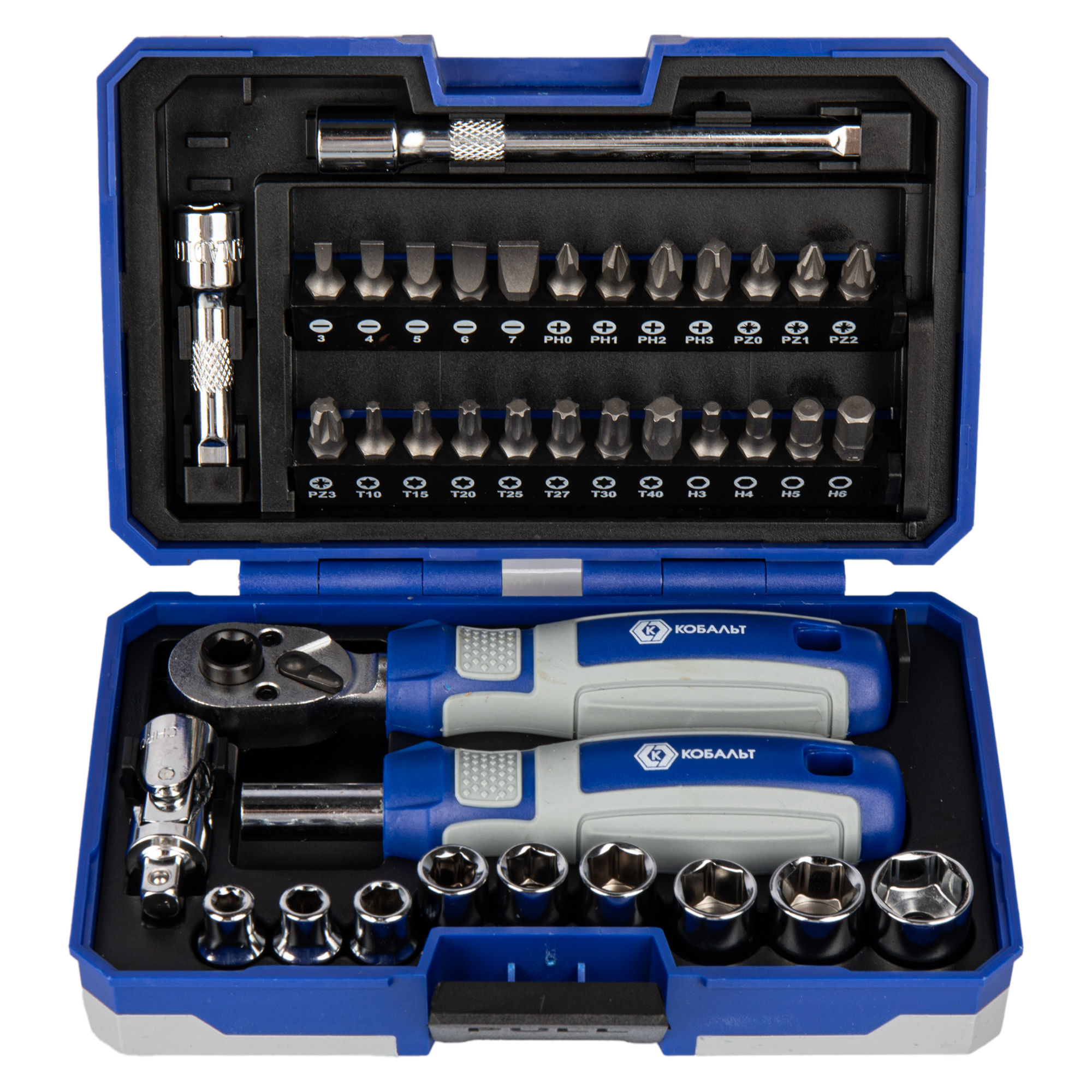 Изображение товара Набор торцевых головок ударных Кобальт 915-069, 38 шт.