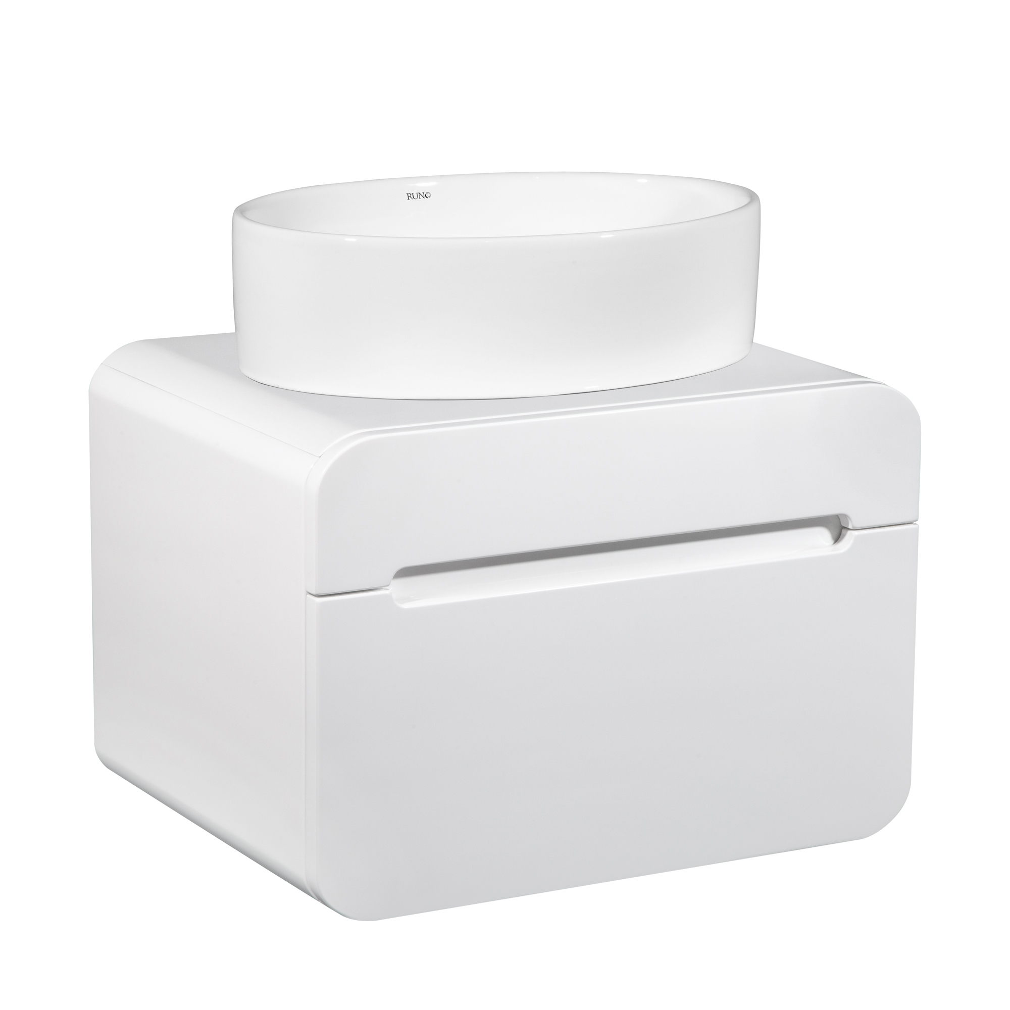 Изображение товара Тумба под раковину Runo Ницца 60см с раковиной OVALE 50 белая подвесная