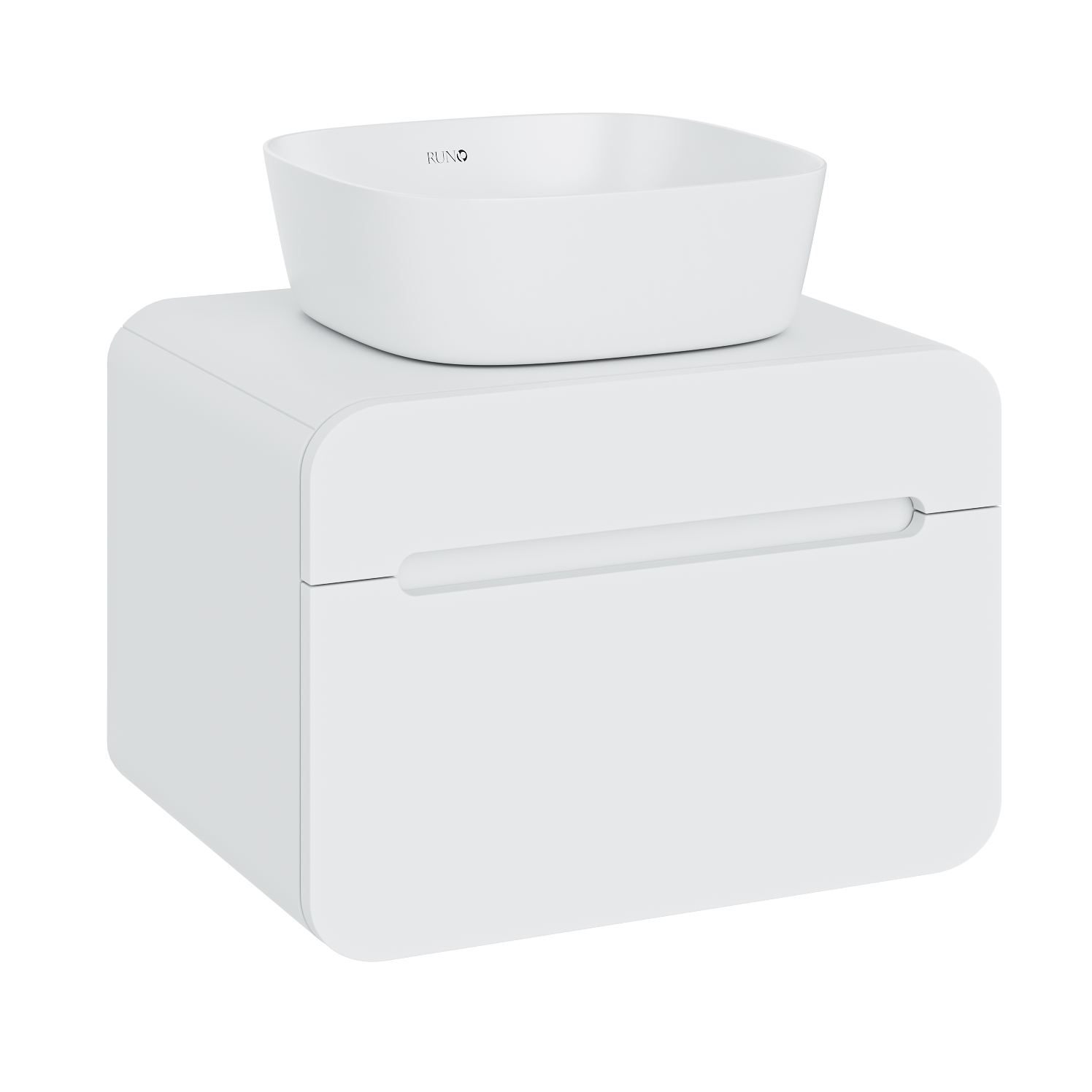 Изображение товара Тумба с раковиной RUNO Ницца 60 белая подвесная с умывальником из фарфора