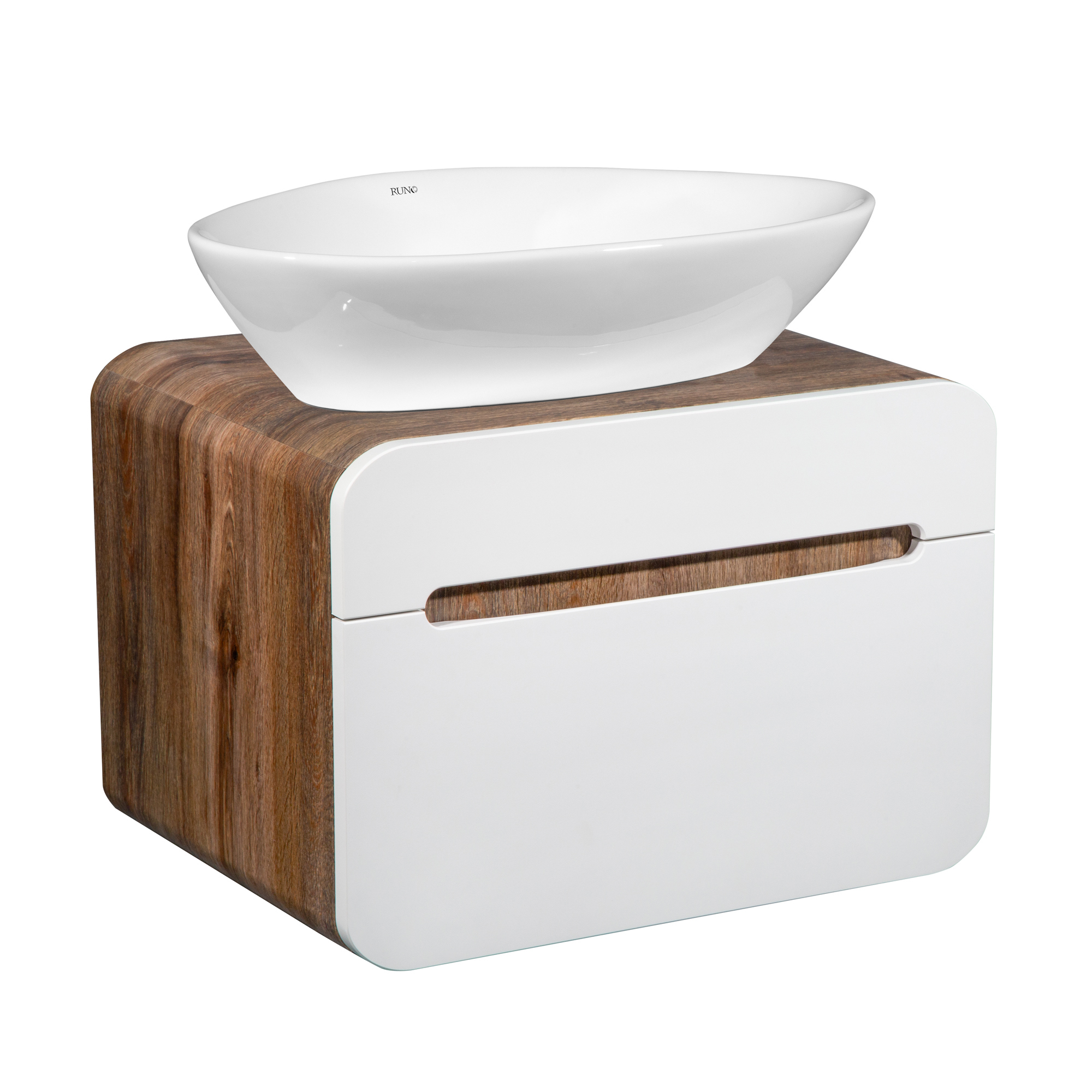 Изображение товара Тумба с раковиной Runo Ницца 60 подвесная светлая серия серый цвет