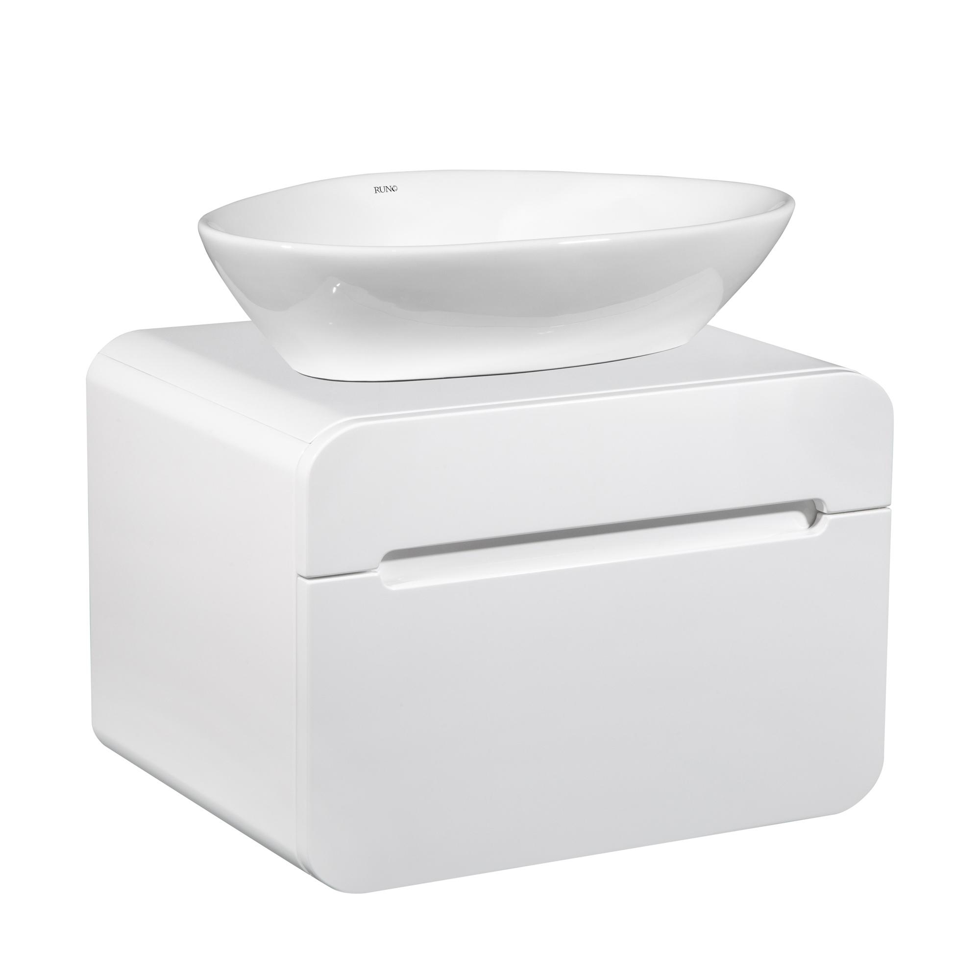 Изображение товара Тумба с раковиной подвесная Runo Ницца 60 цвет белый раковина Terzo 60
