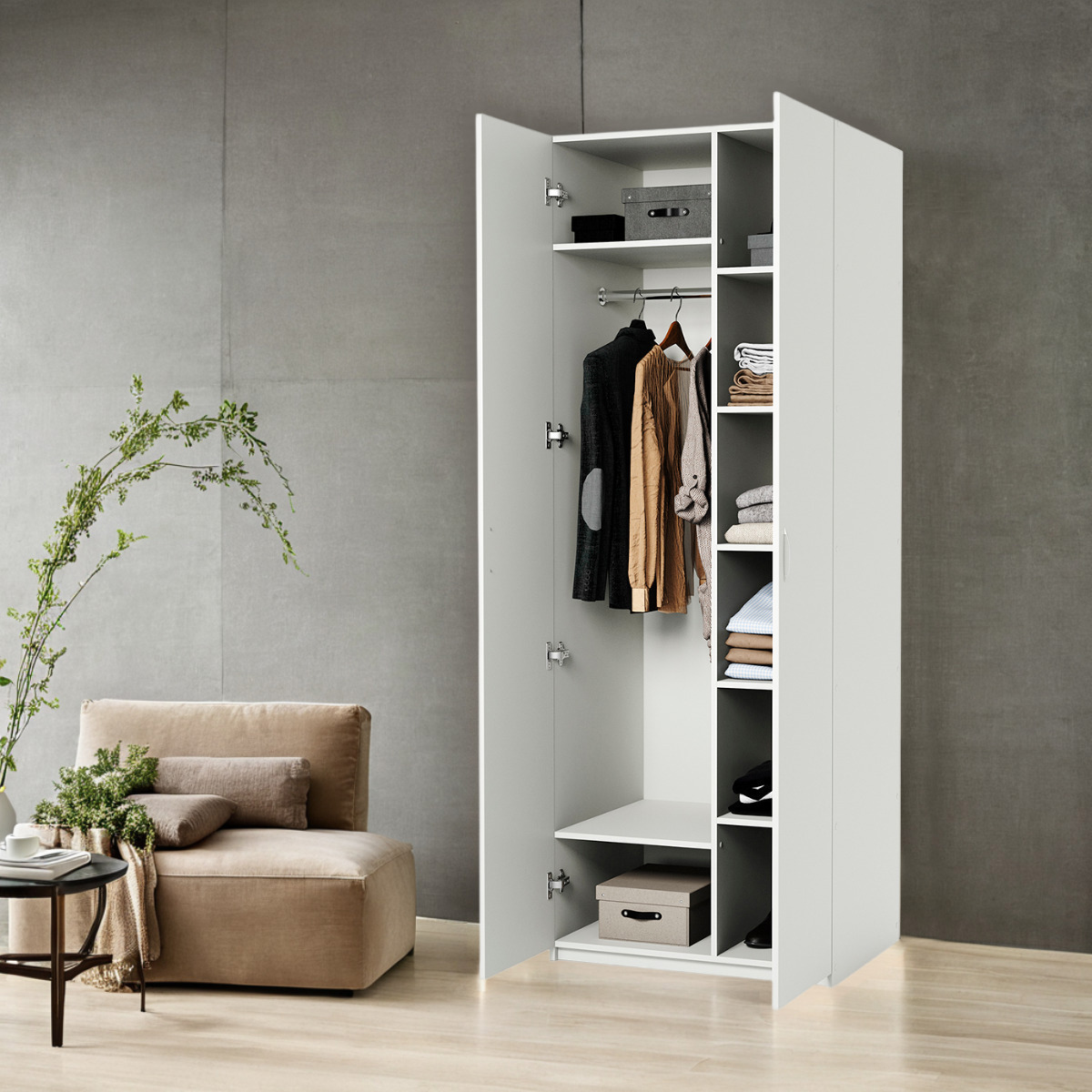 Изображение товара Шкаф распашной Шарм-Дизайн ДОК-2 90x220x60 см ЛДСП цвет белый