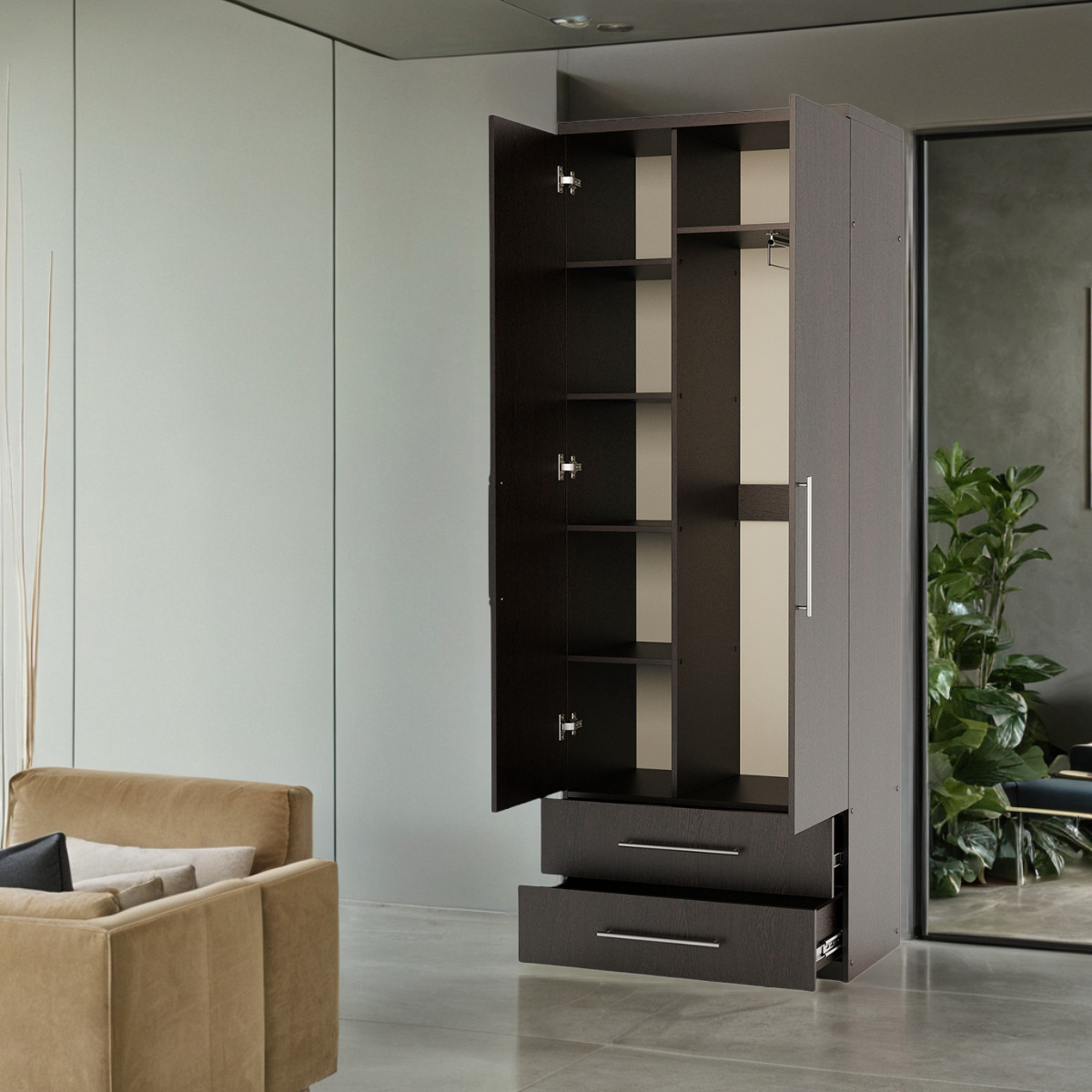 Изображение товара Шкаф распашной Шарм-Дизайн Мелодия МКЯ-22 90x220 см коричневый