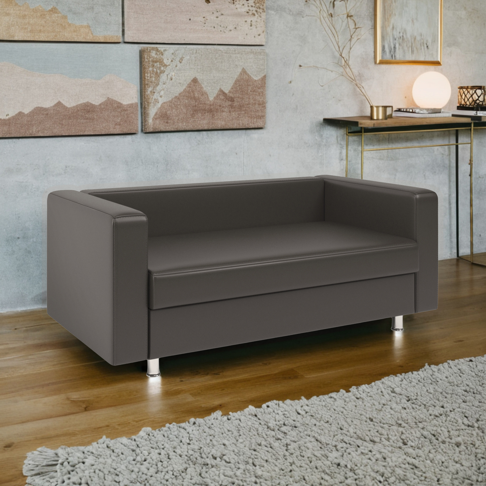 Изображение товара Диван Шарм-Дизайн БИТ 1907278 из искусственной кожи коричневый 2 места