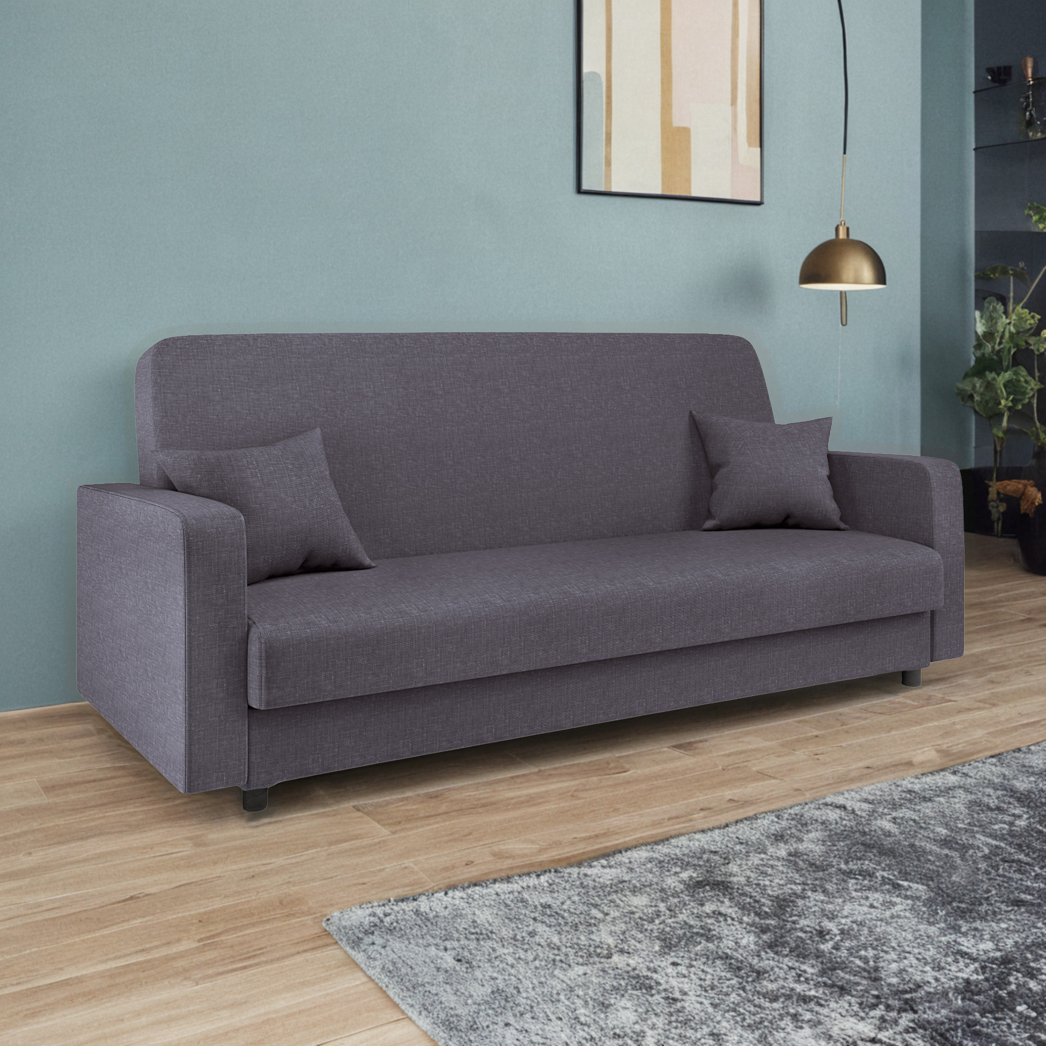 Изображение товара Диван Шарм-Дизайн Мелодия 33070593 215x90x90 см рогожка цвет серый