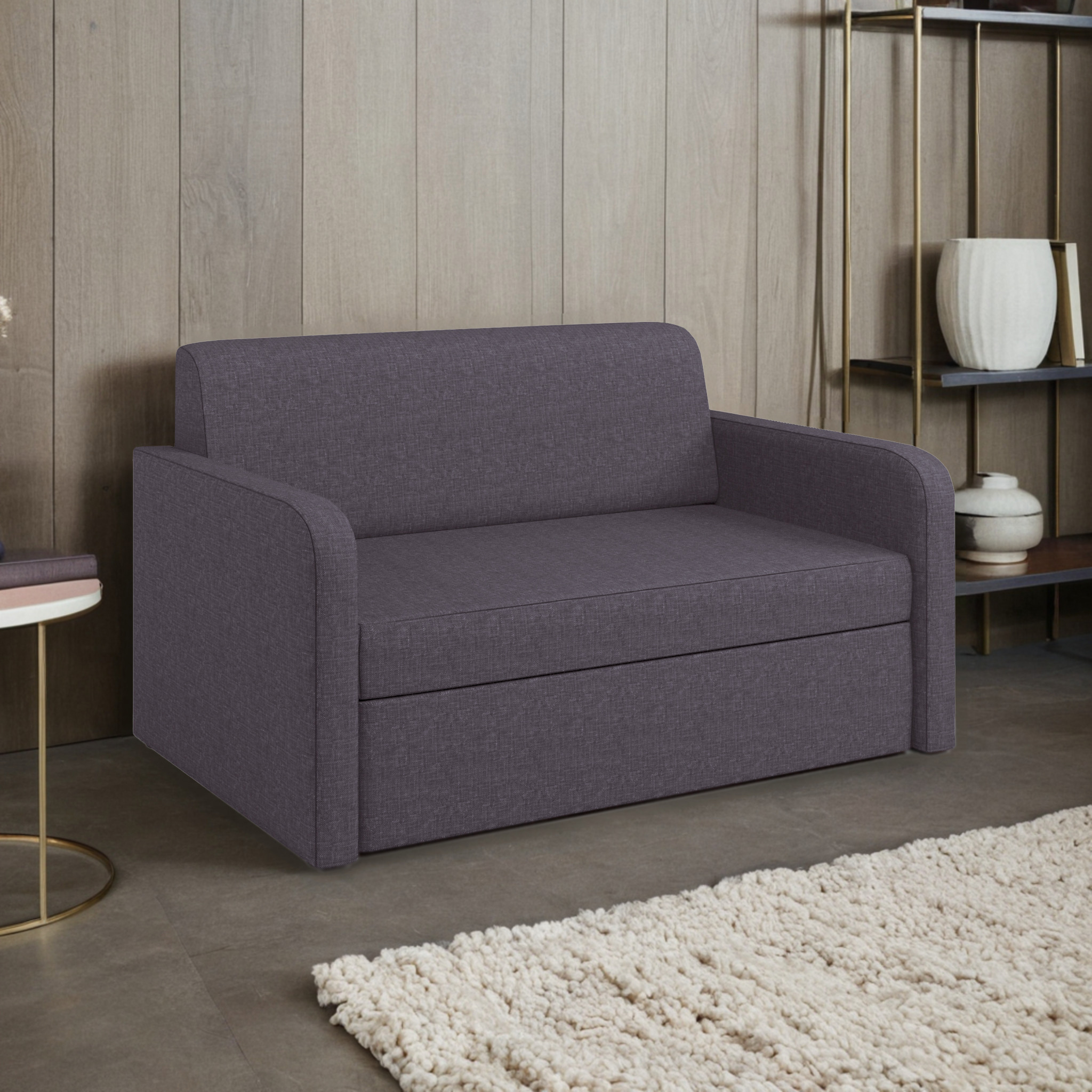 Изображение товара Диван Шарм-Дизайн Куба раскладной с серым рогожечным покрытием