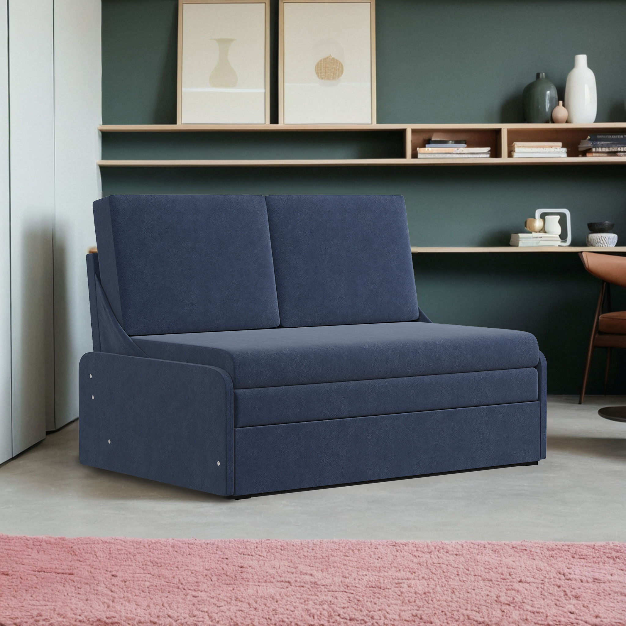 Изображение товара Диван Шарм-дизайн Уют-2 128x85x85 см велюр цвет синий