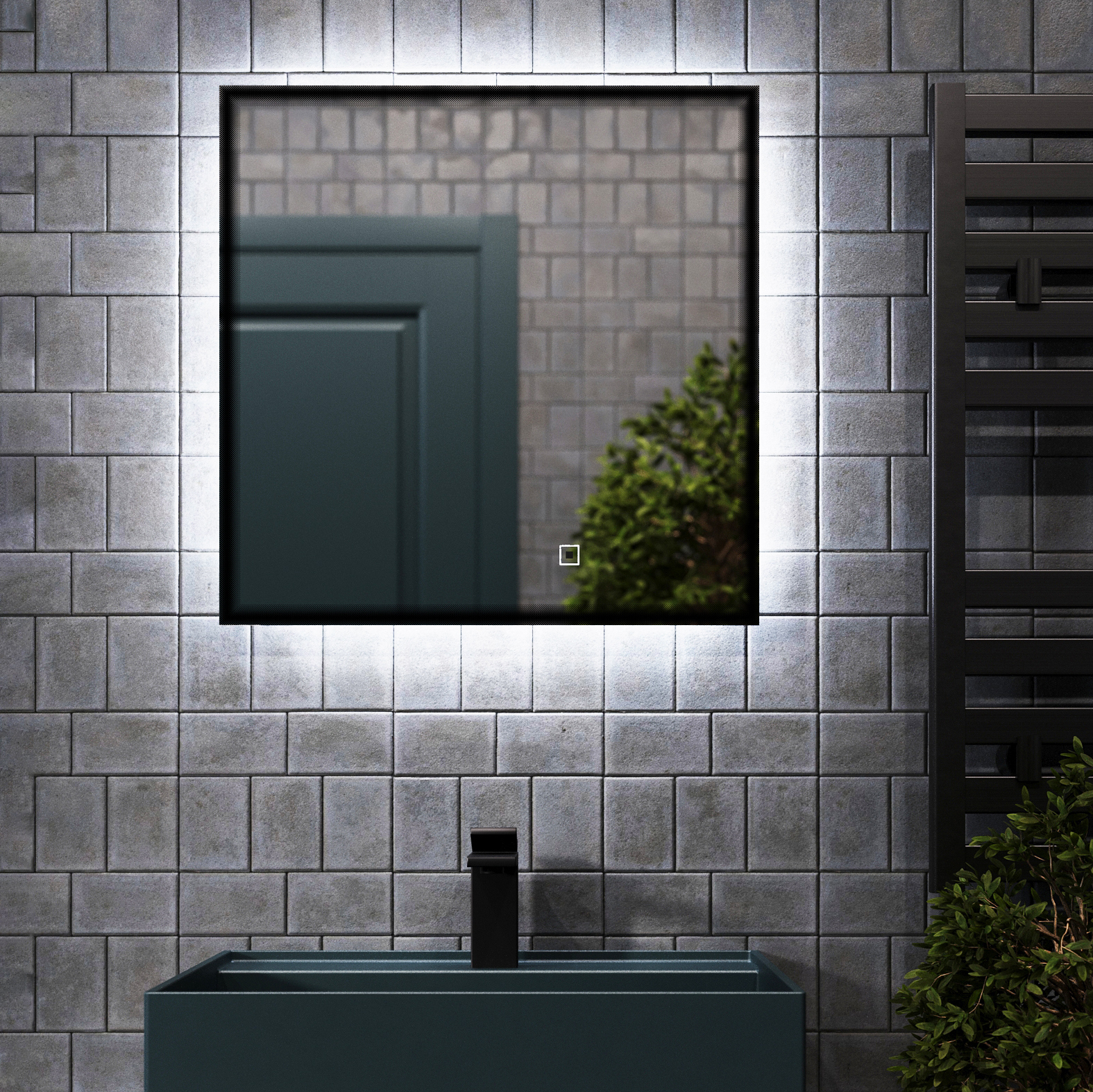 Изображение товара Зеркало для ванной Omega Glass Black Line SD77 60x60 см с LED подсветкой
