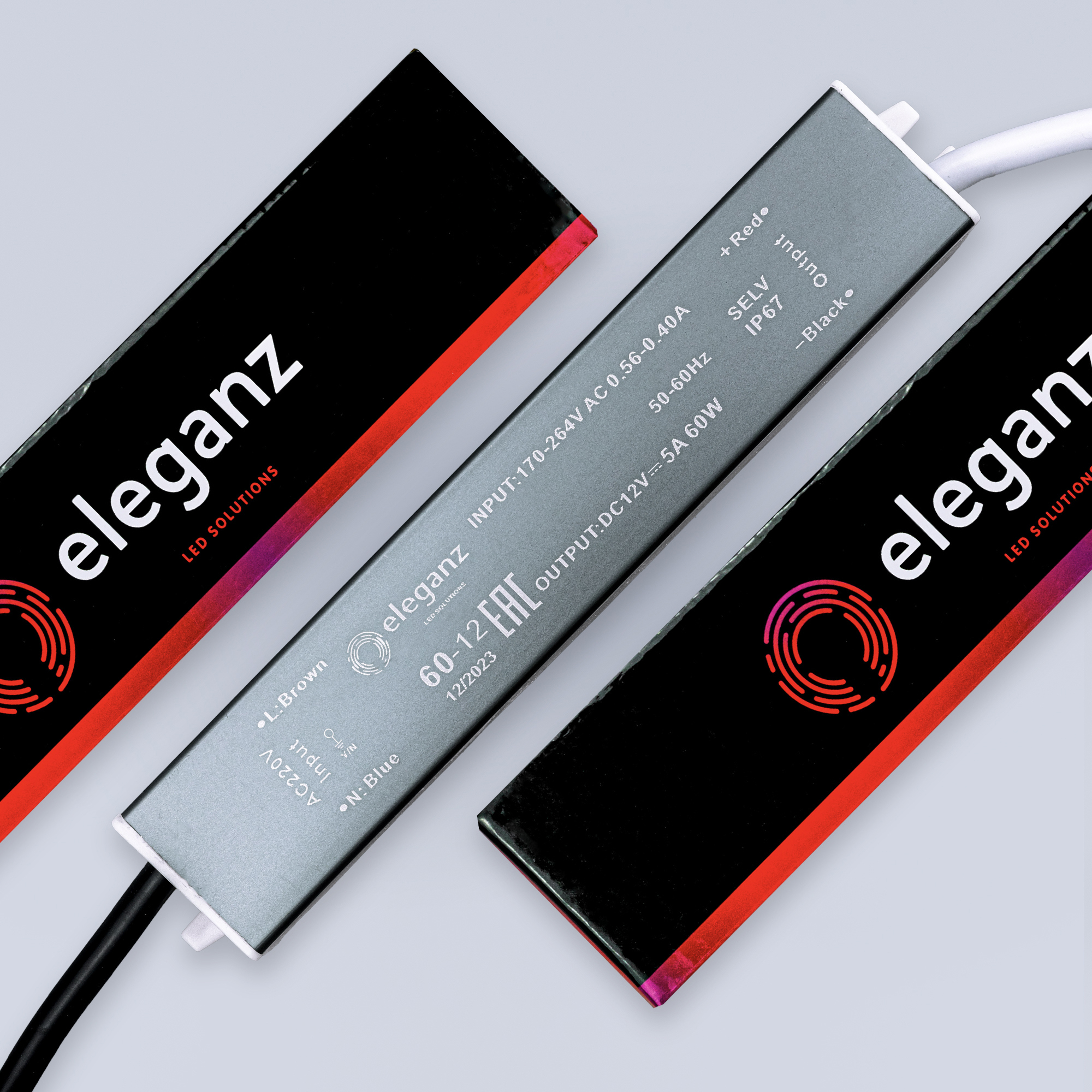 Изображение товара Блок питания влагозащищенный Eleganz 1117 для светодиодной ленты 170-240 В 60 Вт IP67