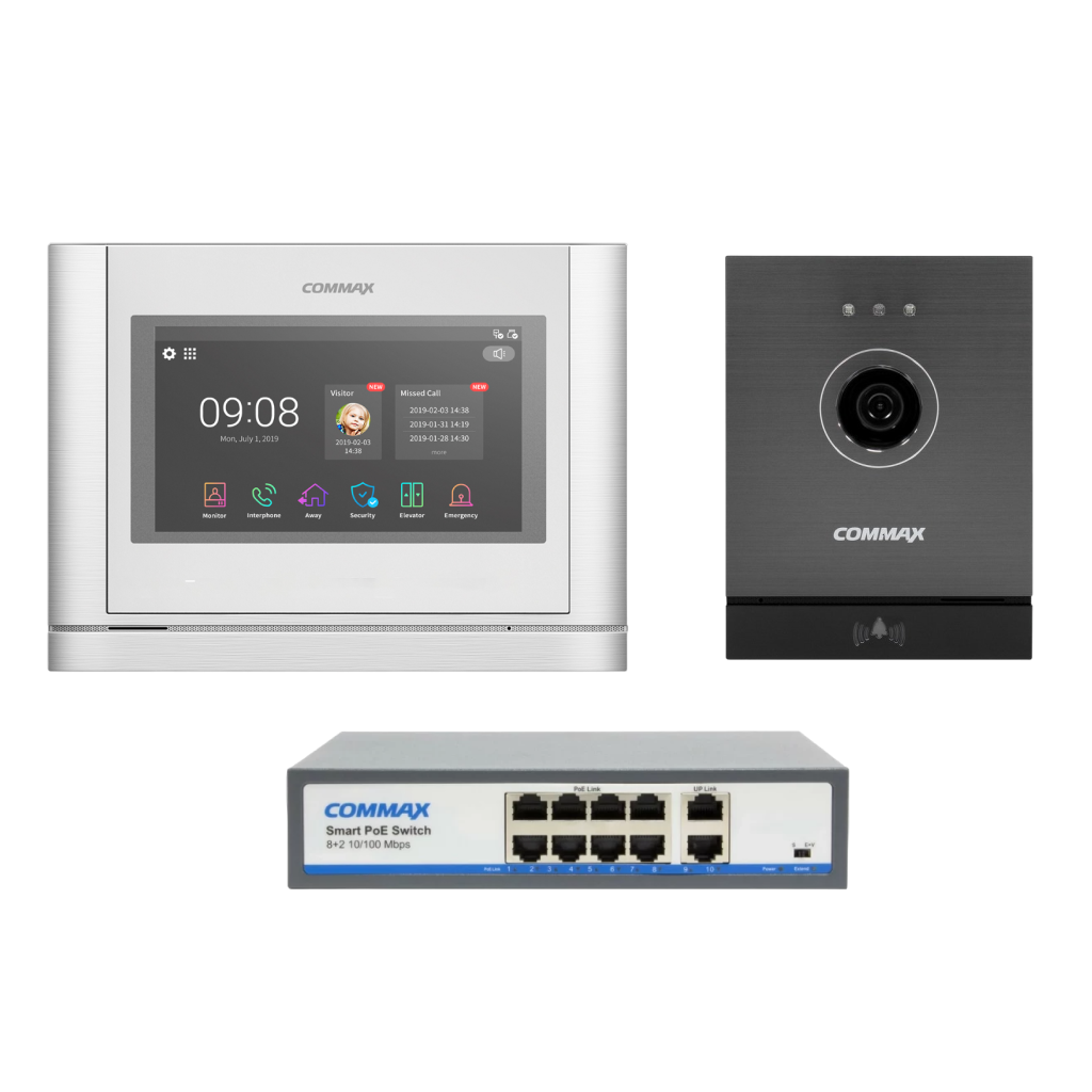 Изображение товара Комплект видеодомофона Commax CIOT-1020MWhite/CIOT-D21M/CIOT-H4L2 10" цвет белый