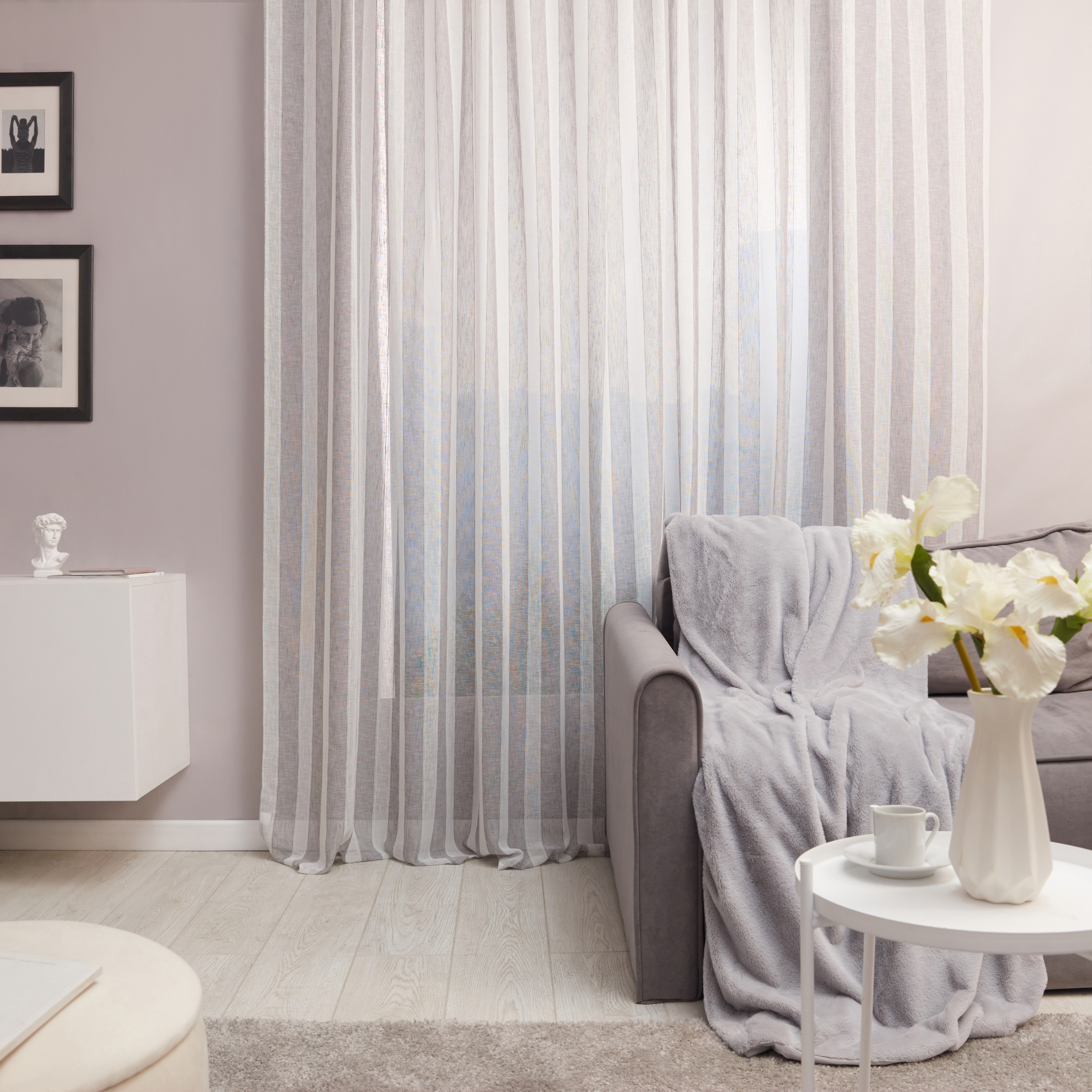 Изображение товара Тюль на ленте Inspire Tamara 300x280 см серый, современный дизайн