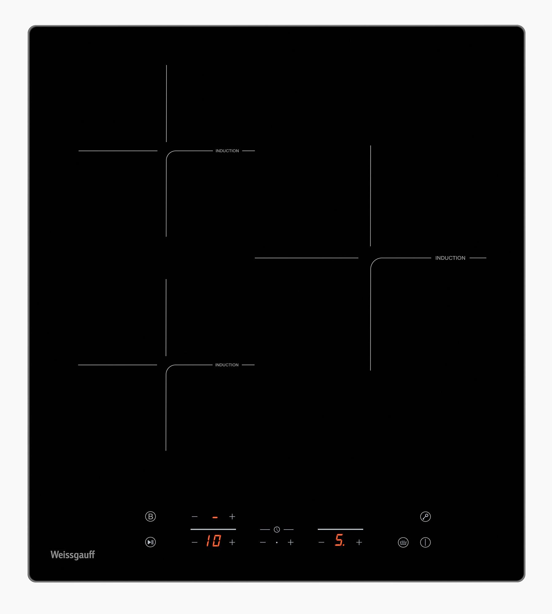 Изображение товара Индукционная варочная панель Weissgauff HI 430 B 3 конфорки черный 45 см