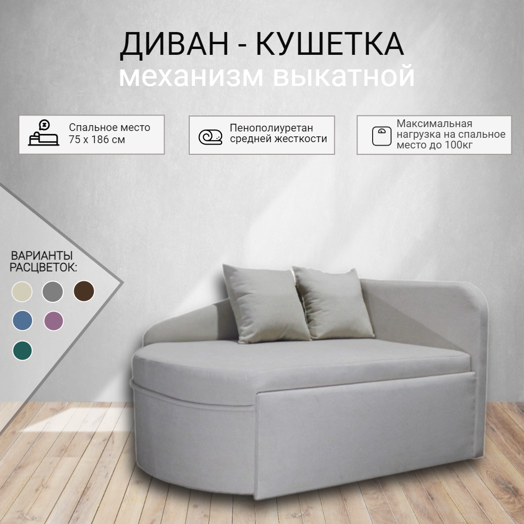 Изображение товара Детский диван Феникс Тахта 80x68x75 см велюр современный дизайн