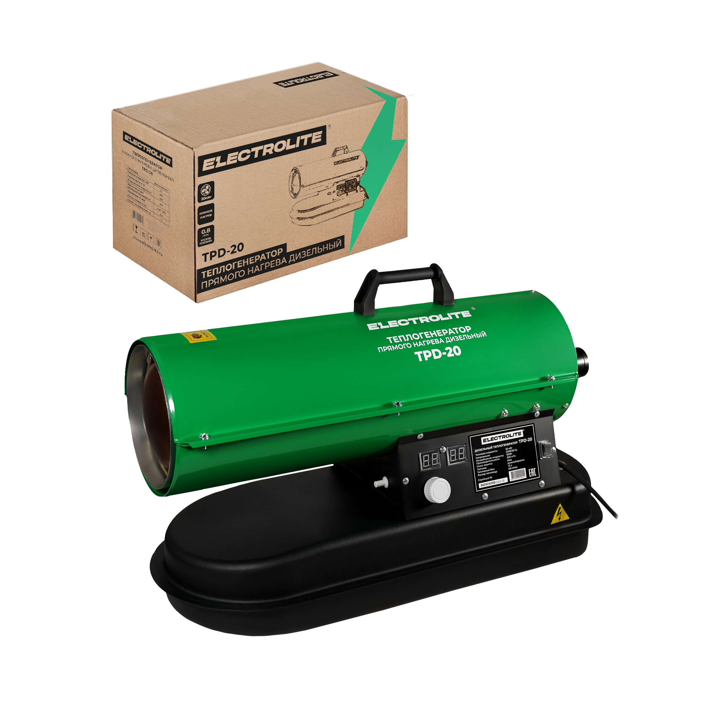 Изображение товара Дизельная тепловая пушка Electrolite TPD-20 20 кВт для отопления