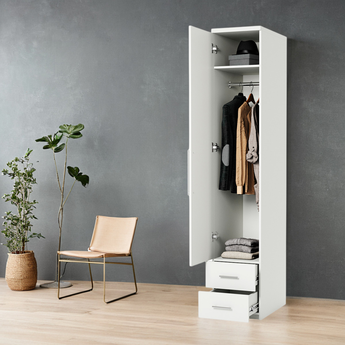 Изображение товара Шкаф распашной Мелодия МШЯ-11 30x220x60 см белый для одежды и дома