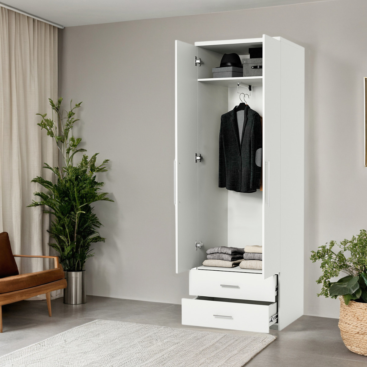 Изображение товара Шкаф распашной Шарм-Дизайн МШЯ-21 110x220x45 см ЛДСП цвет белый