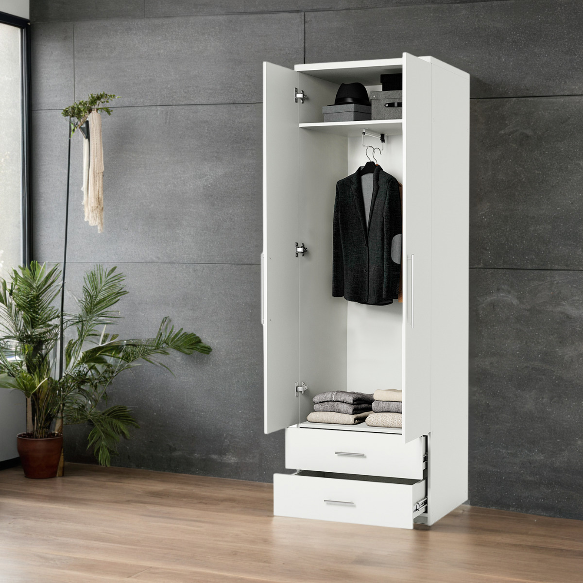 Изображение товара Шкаф распашной Шарм-Дизайн МШЯ-21 60x220x45 см ЛДСП цвет белый