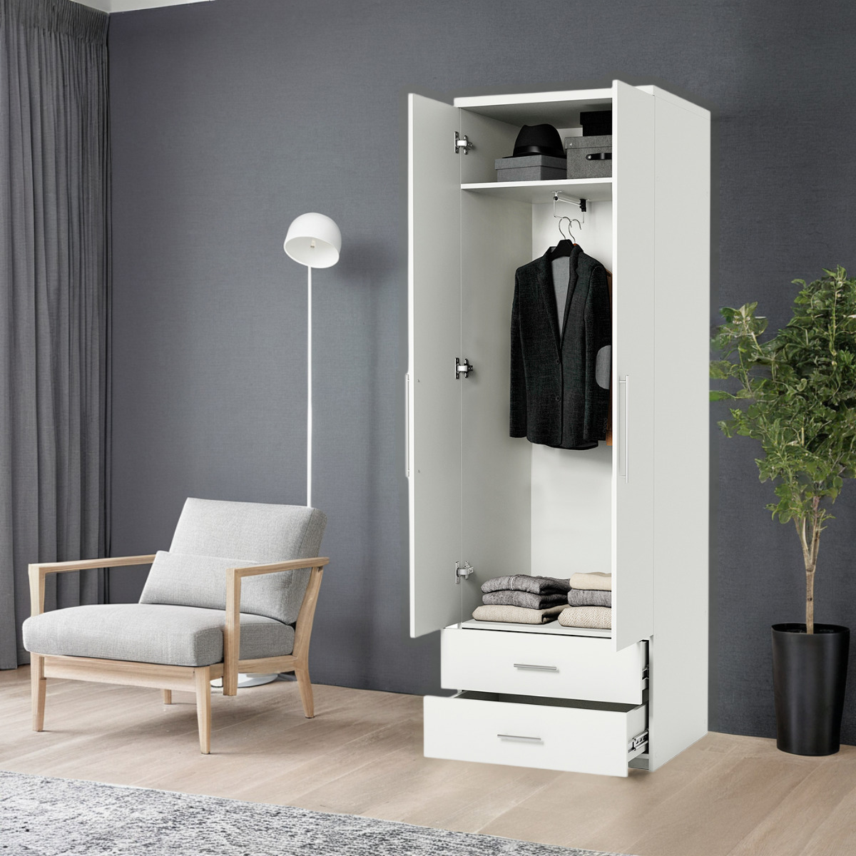 Изображение товара Шкаф распашной Шарм-Дизайн МШЯ-21 70x220x45 см ЛДСП цвет белый