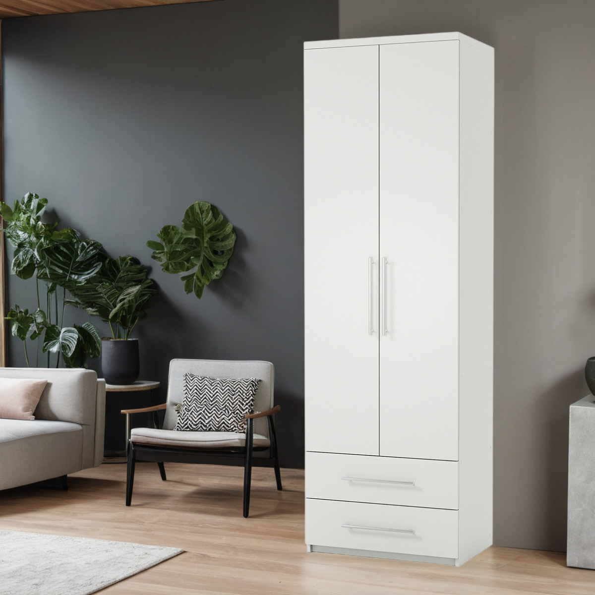 Изображение товара Шкаф распашной Мелодия 100x220x60 см белый, ЛДСП, Россия