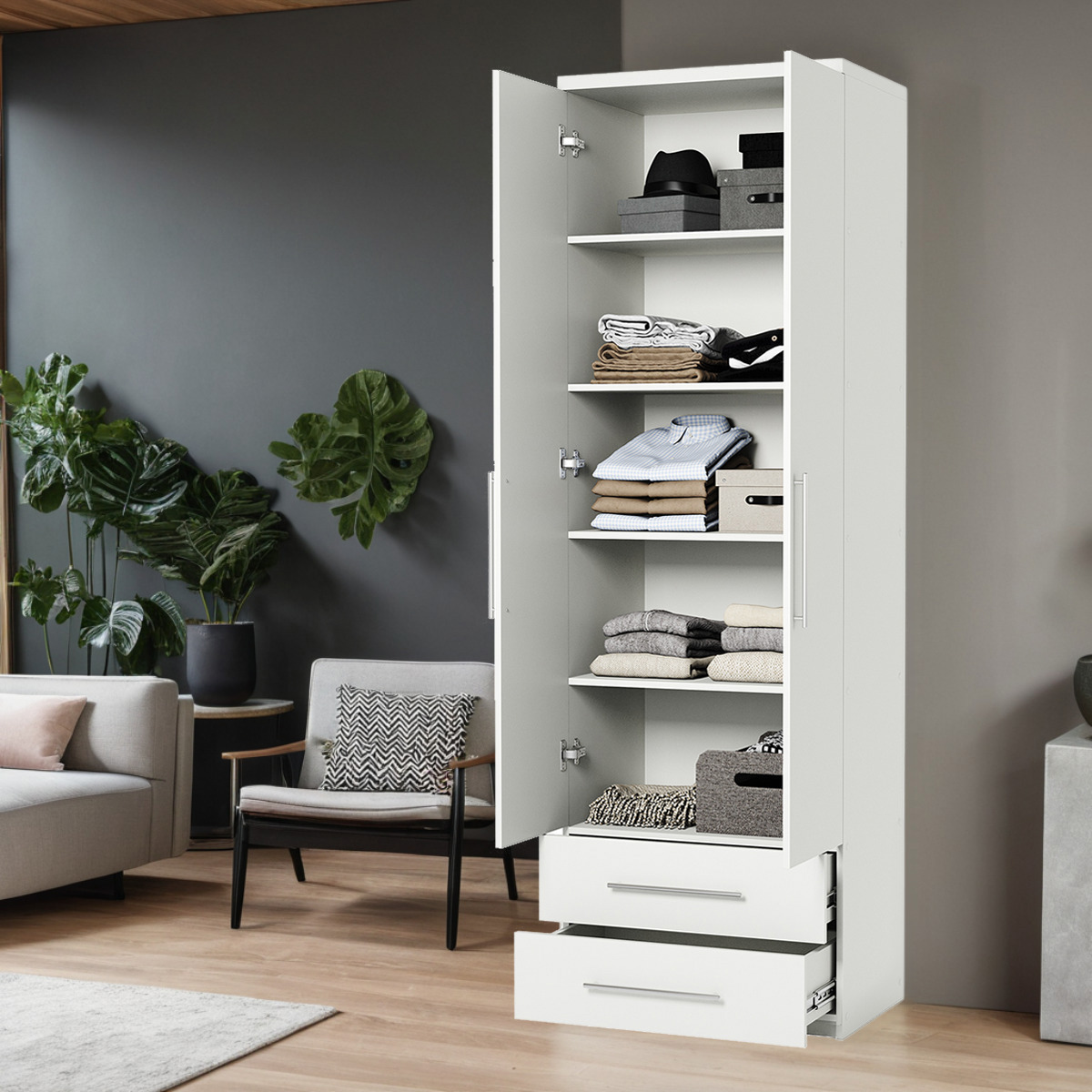 Изображение товара Шкаф распашной Мелодия МПЯ-21 110х60 белый из ЛДСП с 2 дверьми