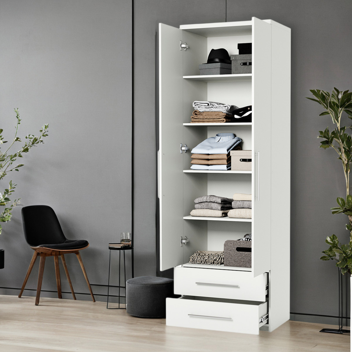 Изображение товара Шкаф распашной Шарм-Дизайн Мелодия МПЯ-21 80x220x60 см ЛДСП цвет белый