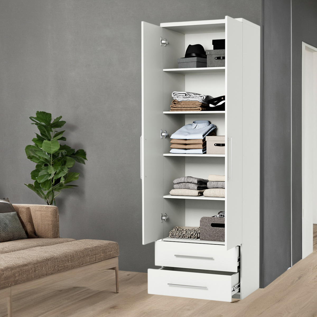 Изображение товара Шкаф распашной Мелодия МПЯ-21 80х45 белый для спальни и гостиной