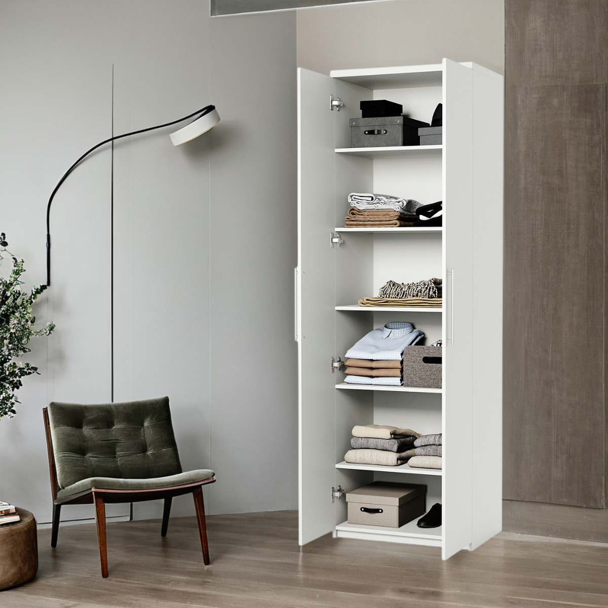 Изображение товара Шкаф распашной Мелодия МП-21 80х45 белый для спальни и гостиной