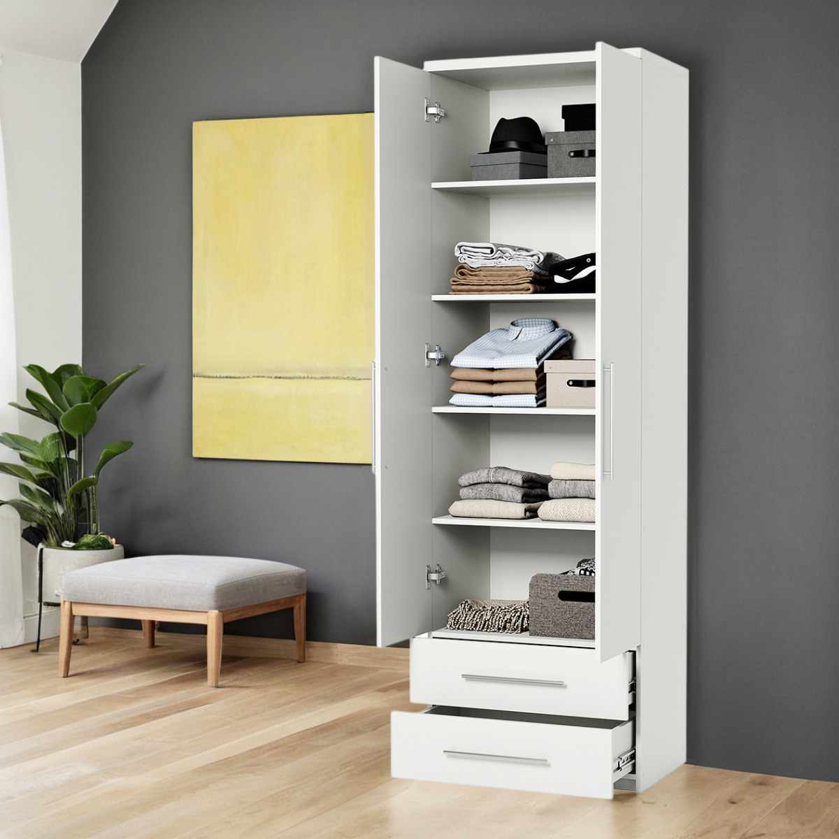 Изображение товара Шкаф распашной Мелодия МПЯ-21 110х45 белый ЛДСП классический дизайн