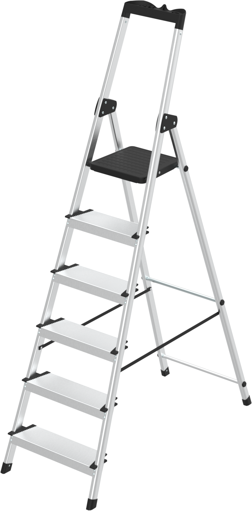 Изображение товара Стремянка алюминиевая Zalger 6 ступеней, лоток для инструментов, максимальная нагрузка 150 кг