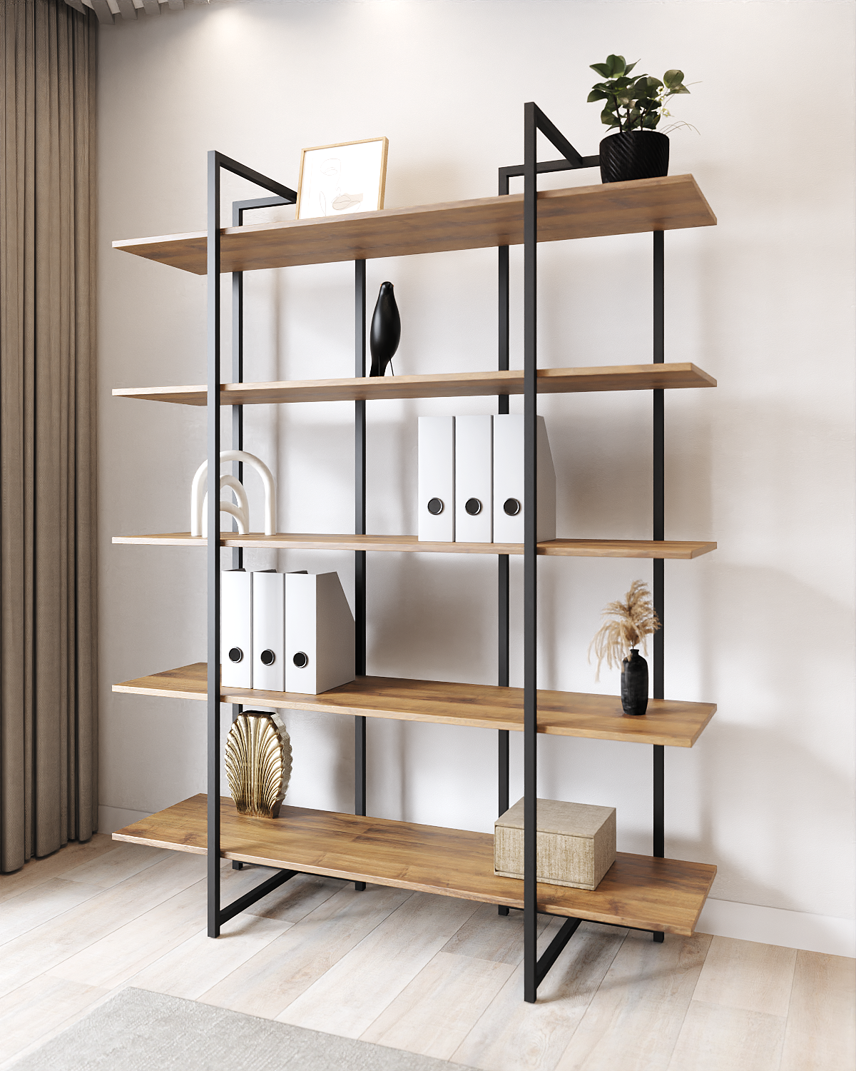 Изображение товара Стеллаж с полками A1 HOME LIBRON Лофт 5 полок, дуб Веллингтон