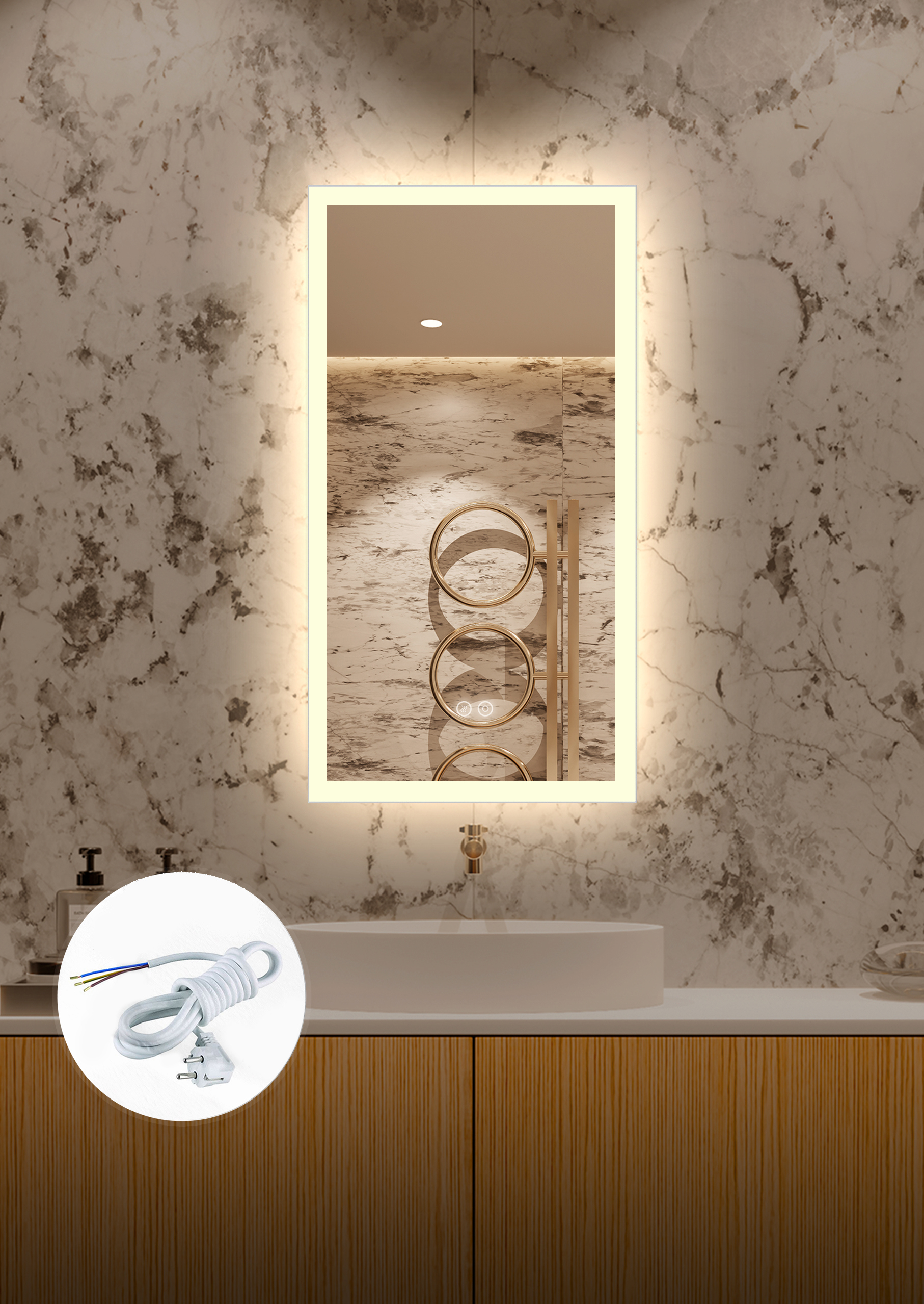 Изображение товара Зеркало для ванной Alfa Mirrors Niko-459 с подсветкой 40x90 см