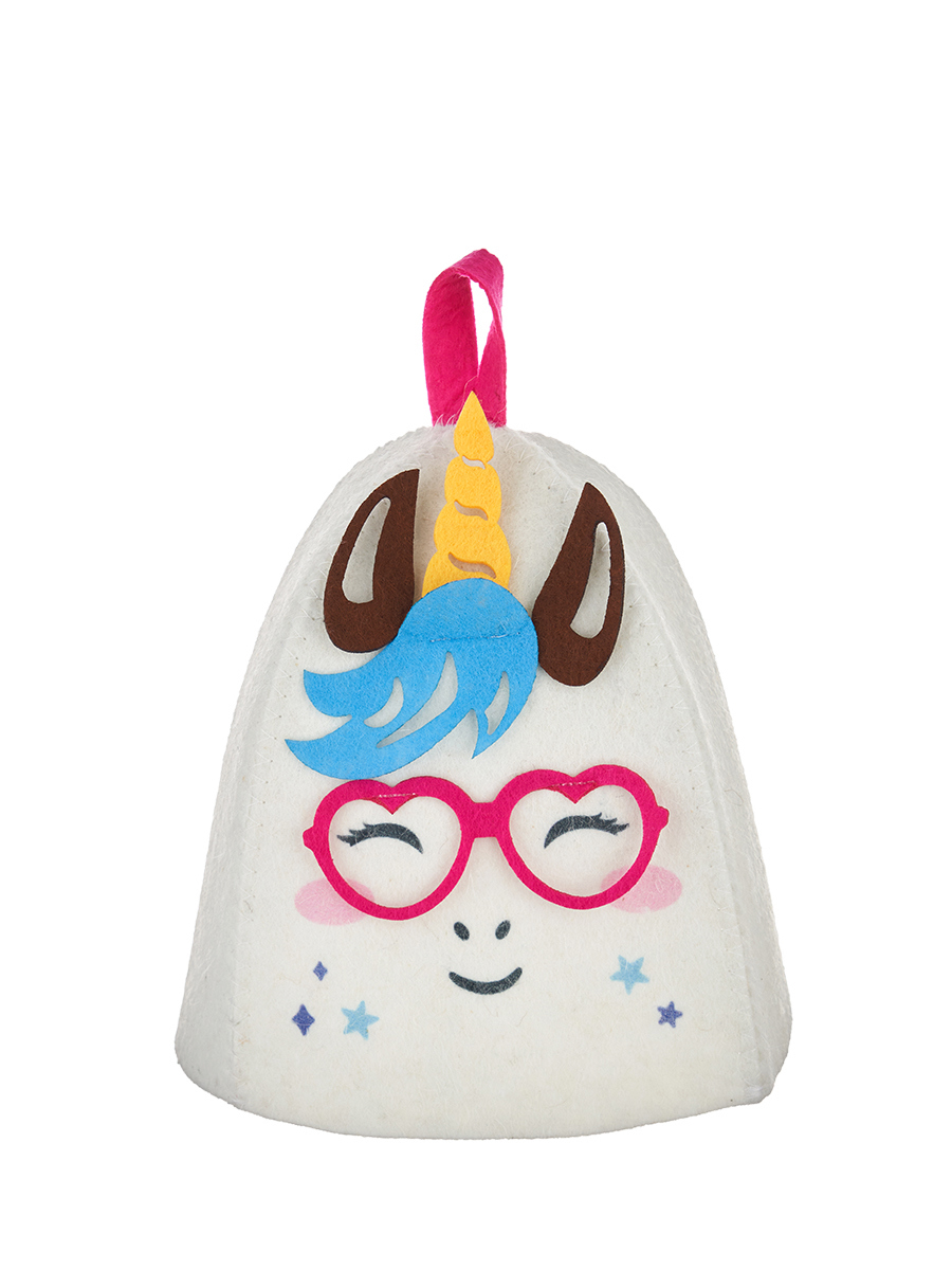 Изображение товара Шапка для бани детская Банный Клуб Единорог войлок цвет белый