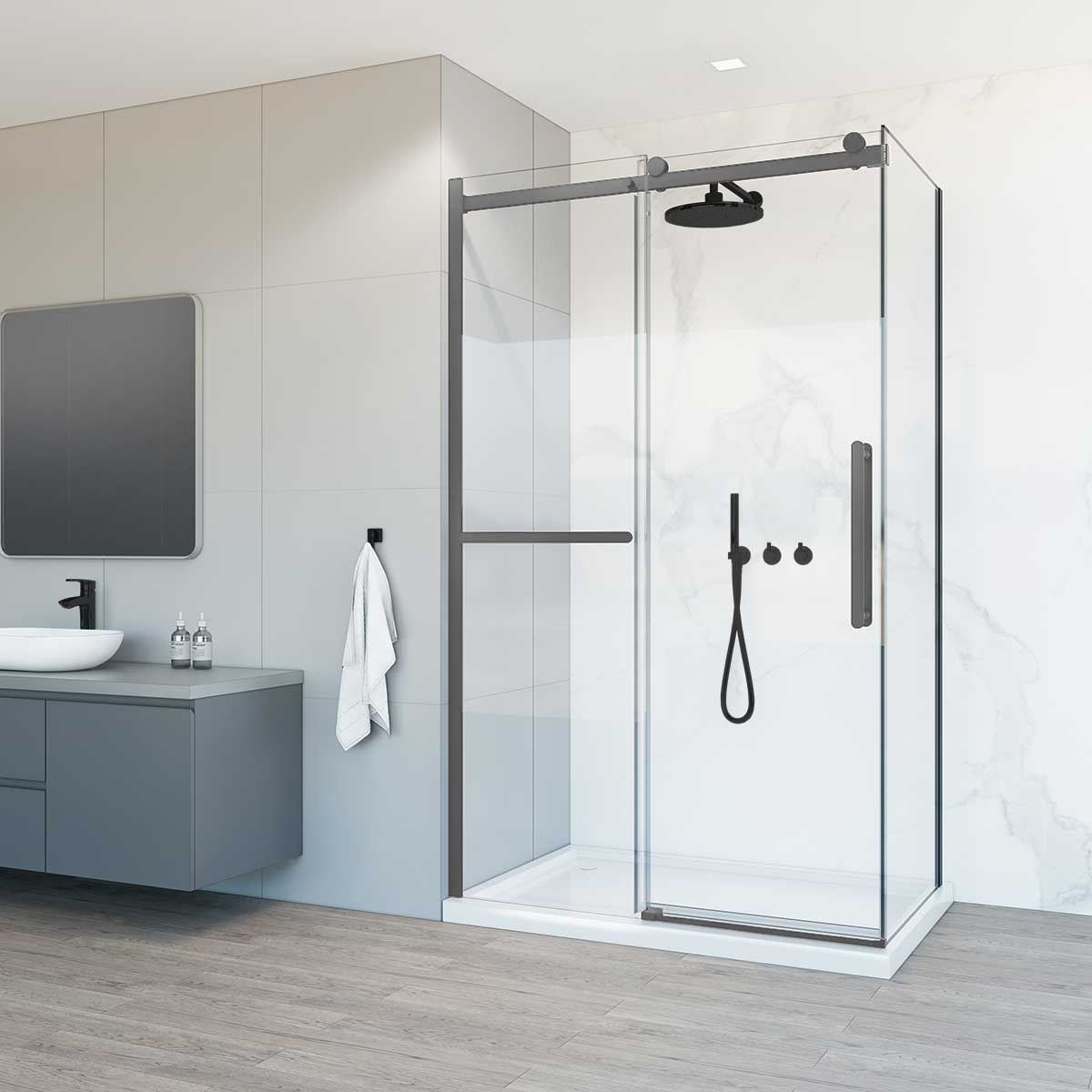 Изображение товара Душевой уголок Vincea Como Soft 110x100 см с антрацитовым профилем и прозрачным стеклом