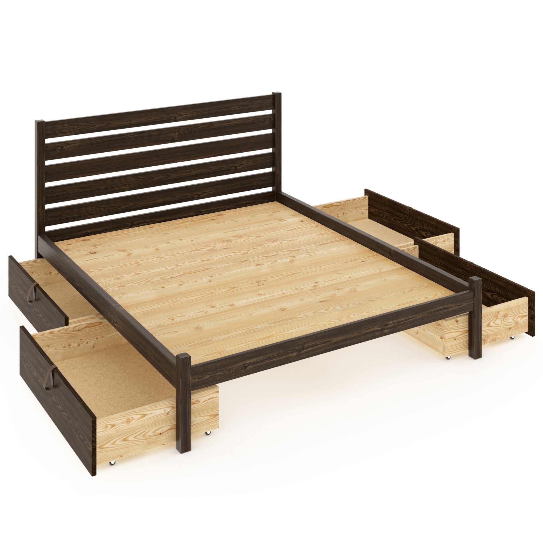 Изображение товара Кровать двуспльная Solarius Классика высокая спинка 150x101x200 см сплошное основание сосна цвет венге