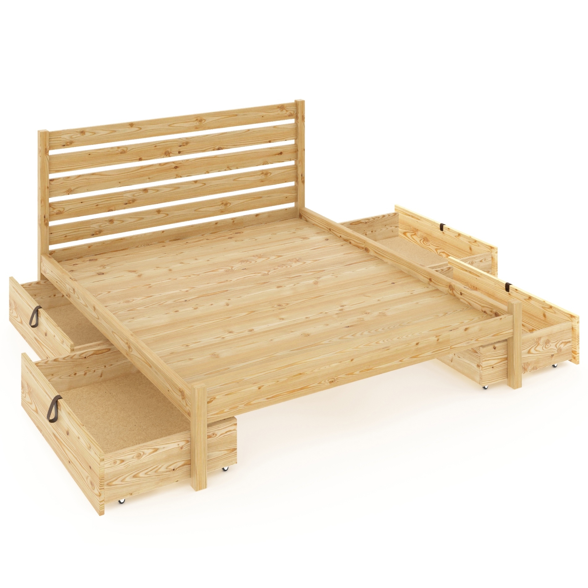 Изображение товара Кровать двуспльная Solarius Классика высокая спинка 130x101x200 см сплошное основание без шлифовки сосна цвет бежевый