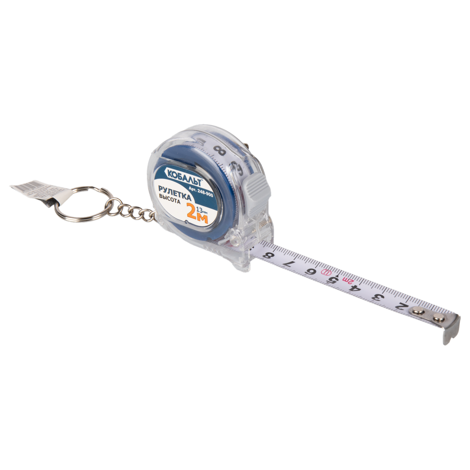 Изображение товара Рулетка Кобальт 248-900 двухсторонняя шкала 2 м 13 мм корпус пластик