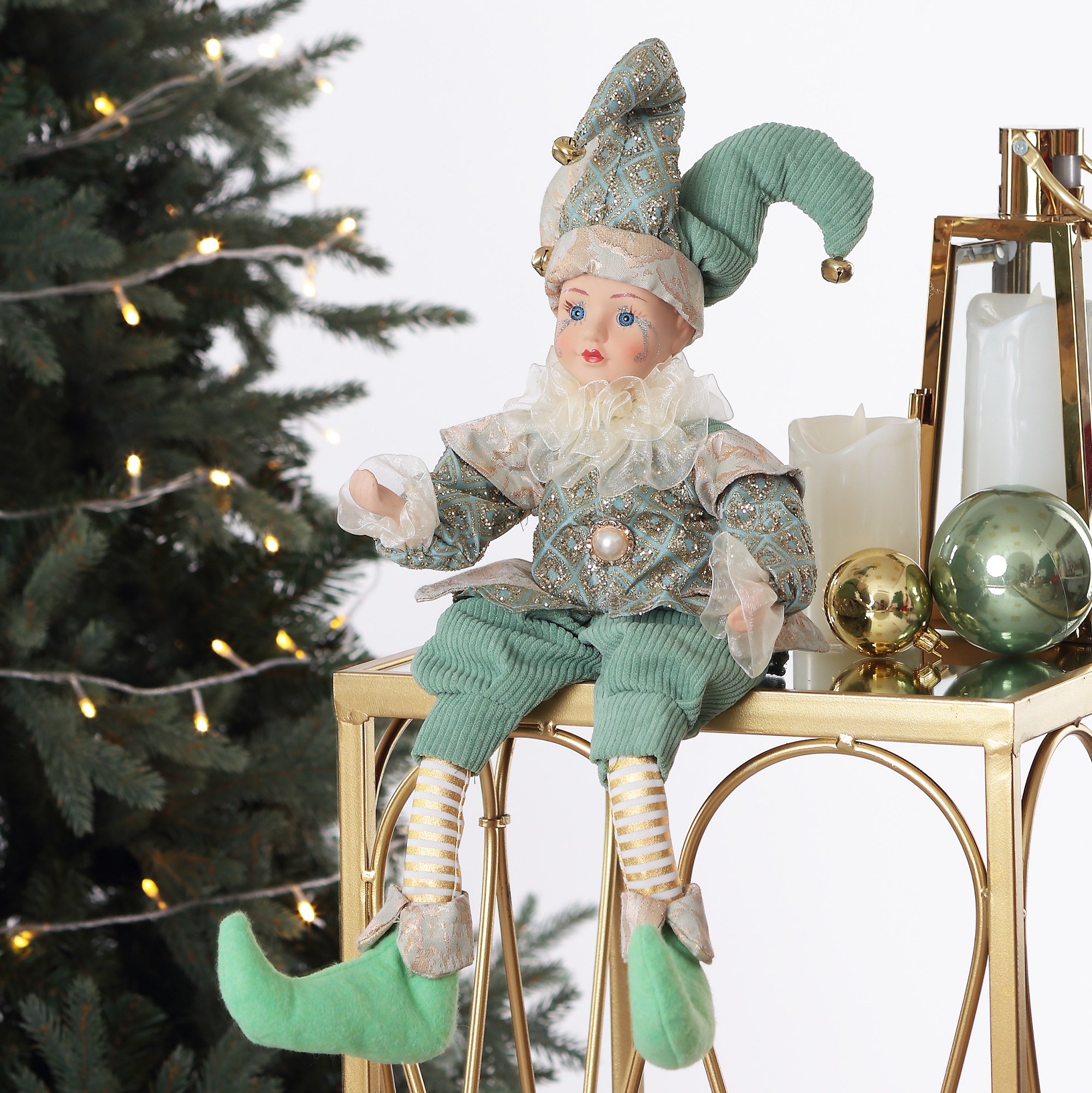 Изображение товара Декоративная фигура Клоун сидячий 29x15 см для новогоднего декора