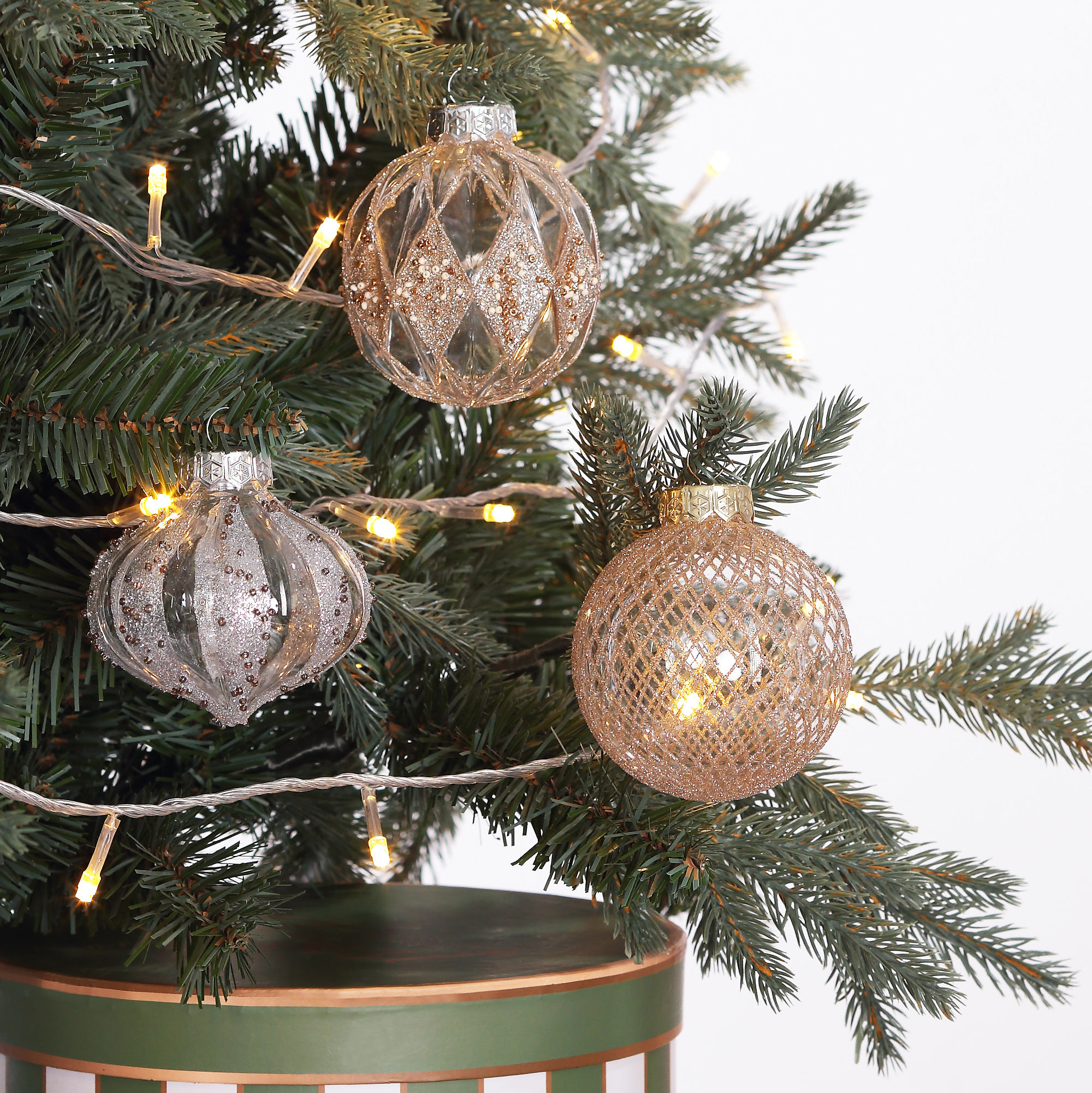 Изображение товара Набор елочных украшений Шар 934918 ø8 см пластик прозрачно-золотой 9 шт.