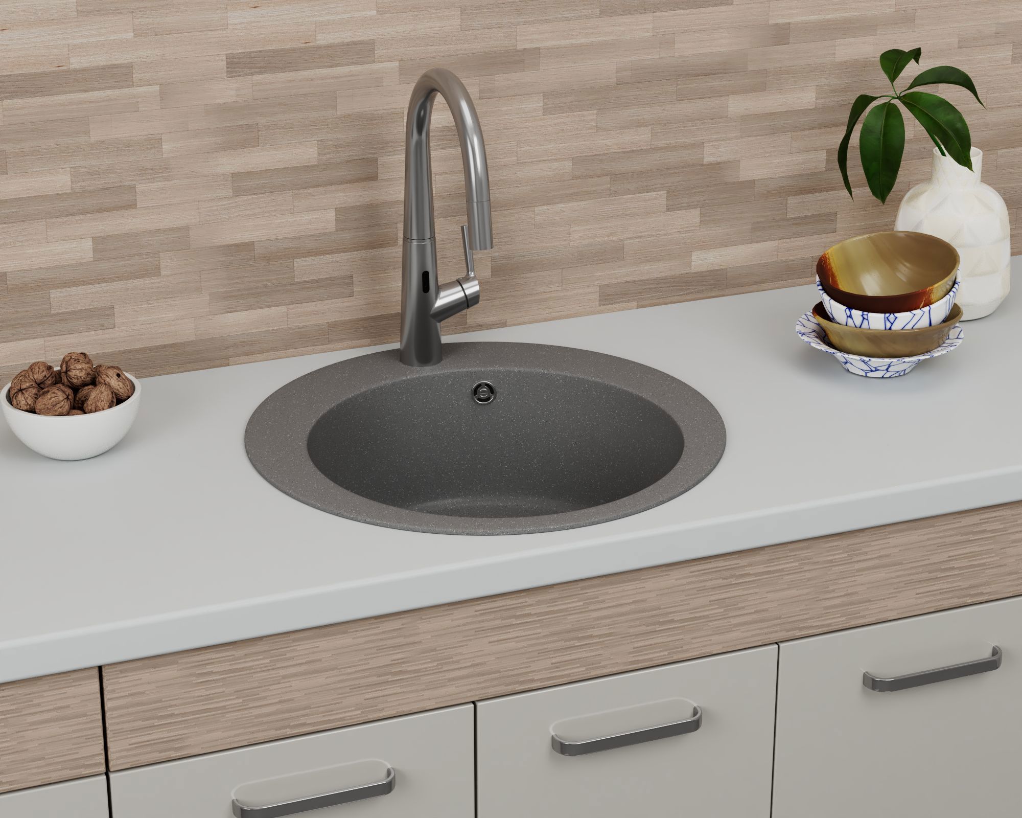 Изображение товара Мойка для кухни Bauedge Gr0109 22x50 см выпуск с сифоном в комплекте глубина чаши 20 см выпуск с сифоном в комплекте искусственный камень цвет темно-серый Изображение товара Мойка для кухни Bauedge Gr0109 22x50 см выпуск с сифоном в комплекте глубина чаши 20 см выпуск с сифоном в комплекте искусственный камень цвет темно-серый