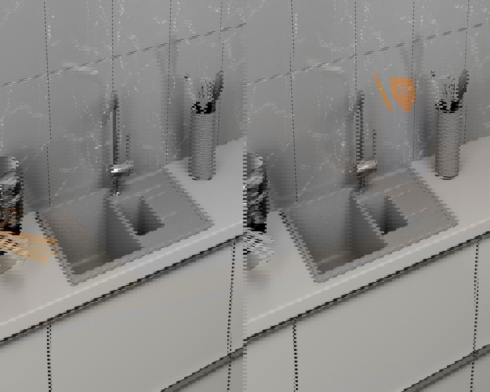 Изображение товара Мойка для кухни Bauedge GR0177 21.50x34 см темно-серого цвета