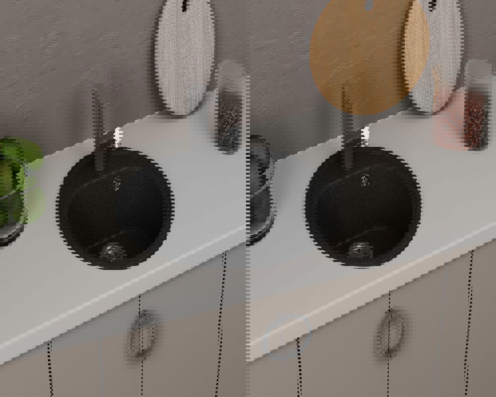 Изображение товара Кухонная мойка BAUEDGE Gr0103 из искусственного камня 44x44 см черный